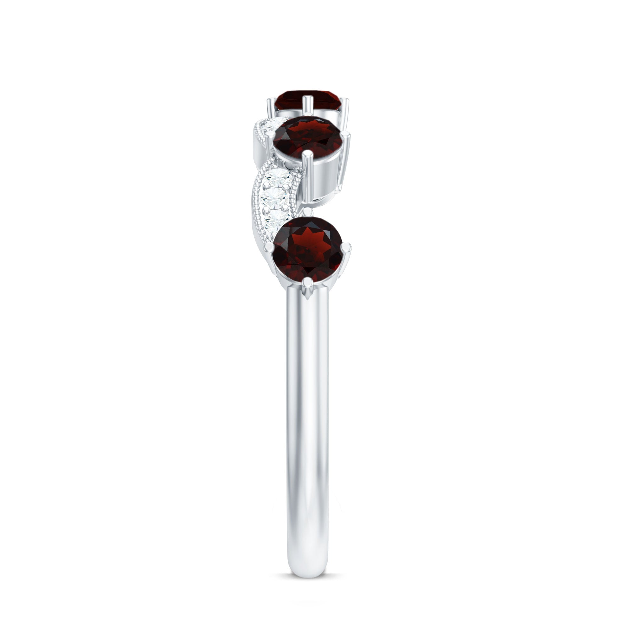 Natural Garnet Diamond Half Eternity Ring for Anniversary AAA - Rosec Jewels