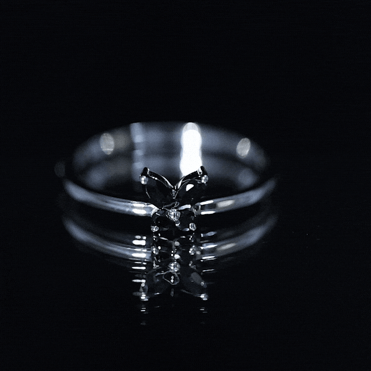 Genuine Black Onyx Butterfly Promise Ring AAA - Rosec Jewels