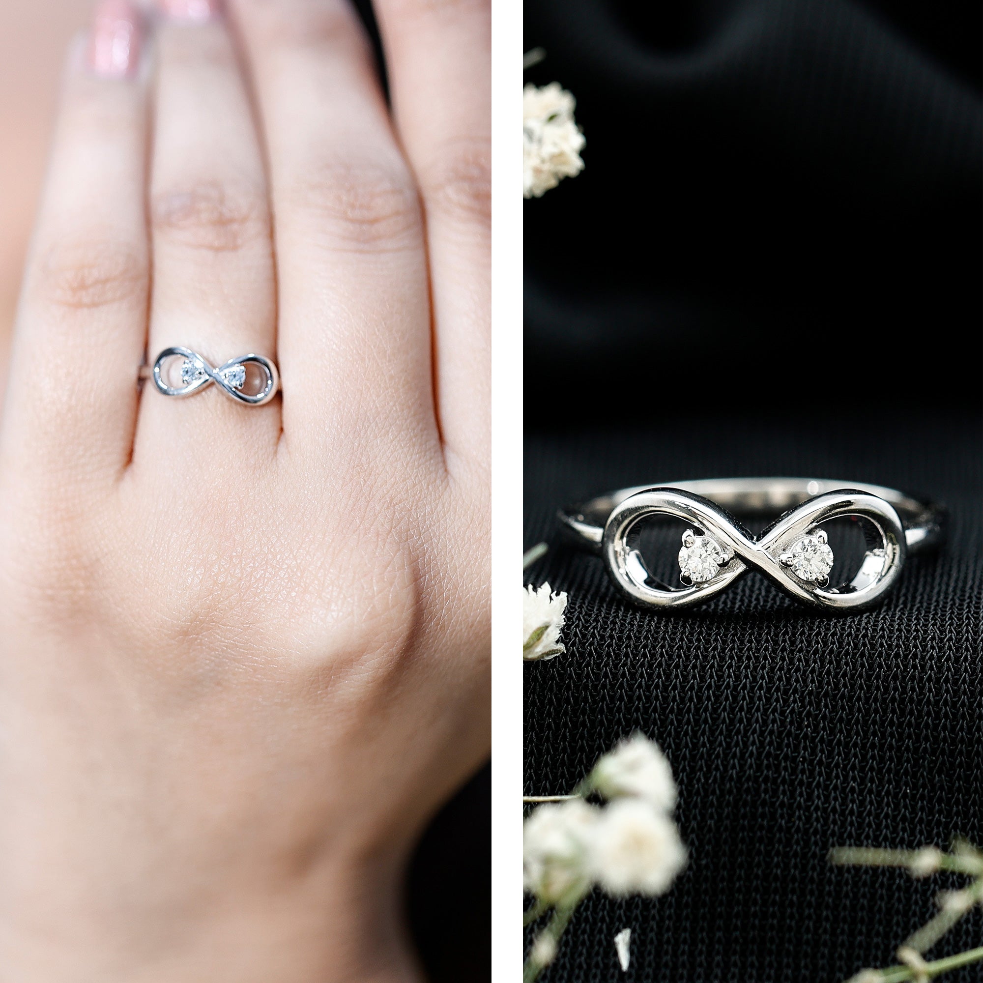 Certified Real Diamond Infinity Promise Ring for Women Natural - ( HI-SI ) - Rosec Jewels