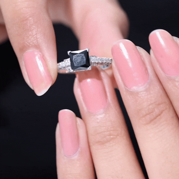 1.5 CT Solitaire Created Black Diamond Minimal Solitaire Ring with Diamond AAAA ( Synthetic ) - Rosec Jewels