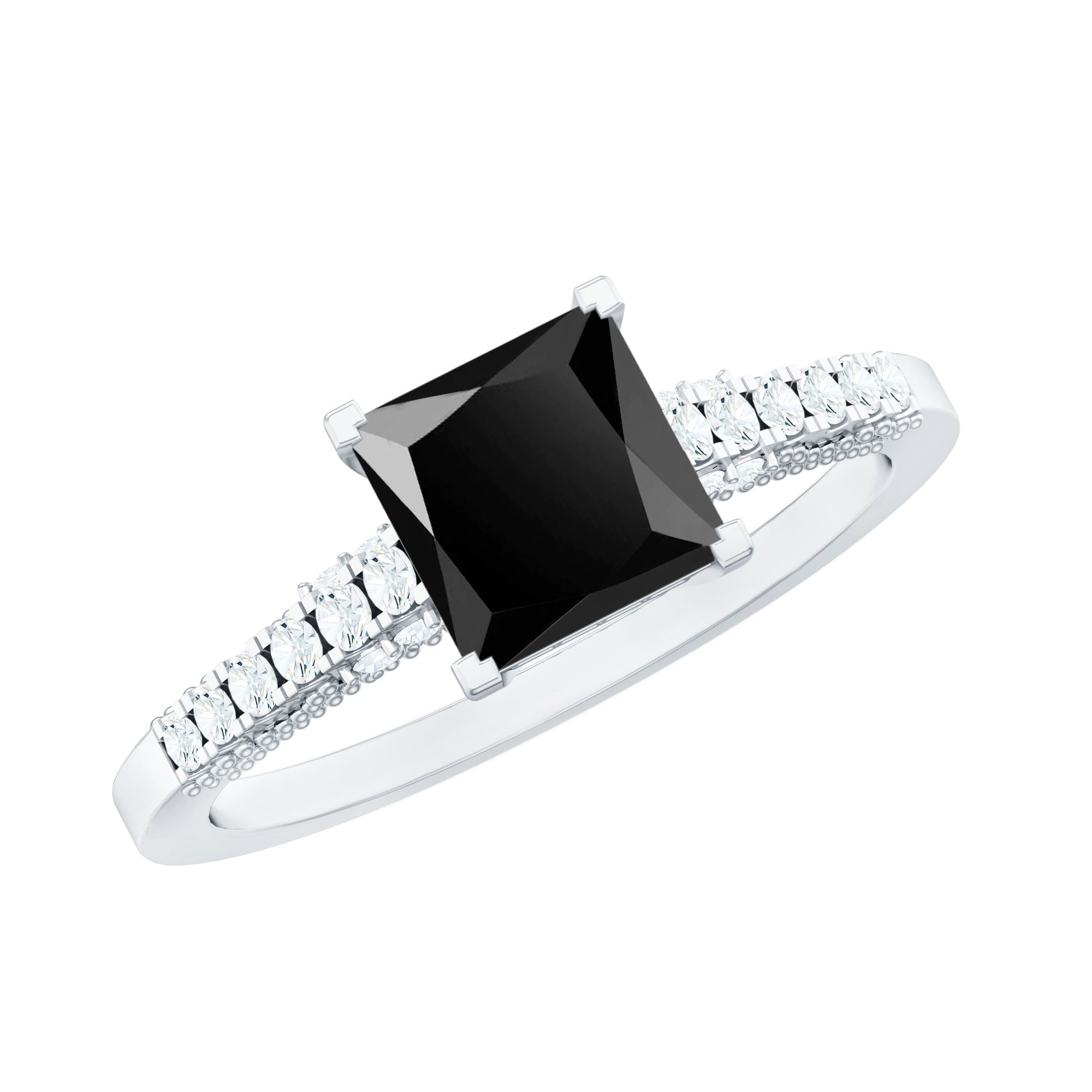 1.5 CT Solitaire Created Black Diamond Minimal Solitaire Ring with Diamond AAAA ( Synthetic ) - Rosec Jewels
