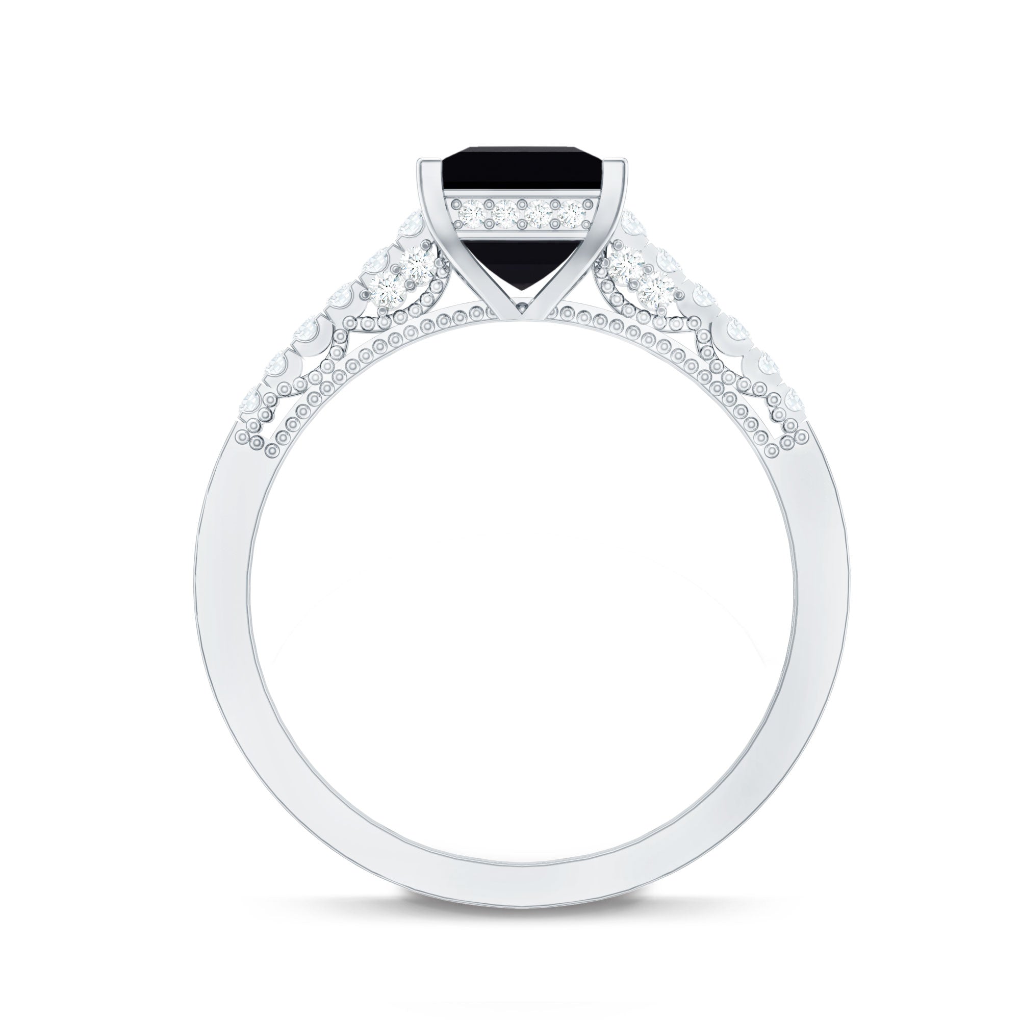 1.5 CT Solitaire Created Black Diamond Minimal Solitaire Ring with Diamond AAAA ( Synthetic ) - Rosec Jewels