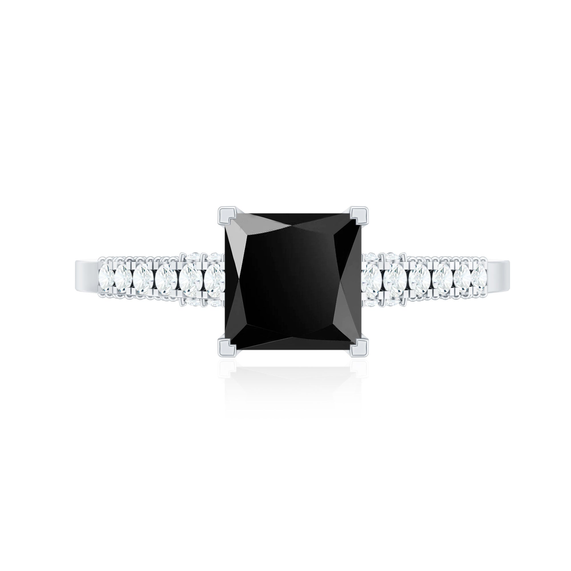 1.5 CT Solitaire Created Black Diamond Minimal Solitaire Ring with Diamond AAAA ( Synthetic ) - Rosec Jewels