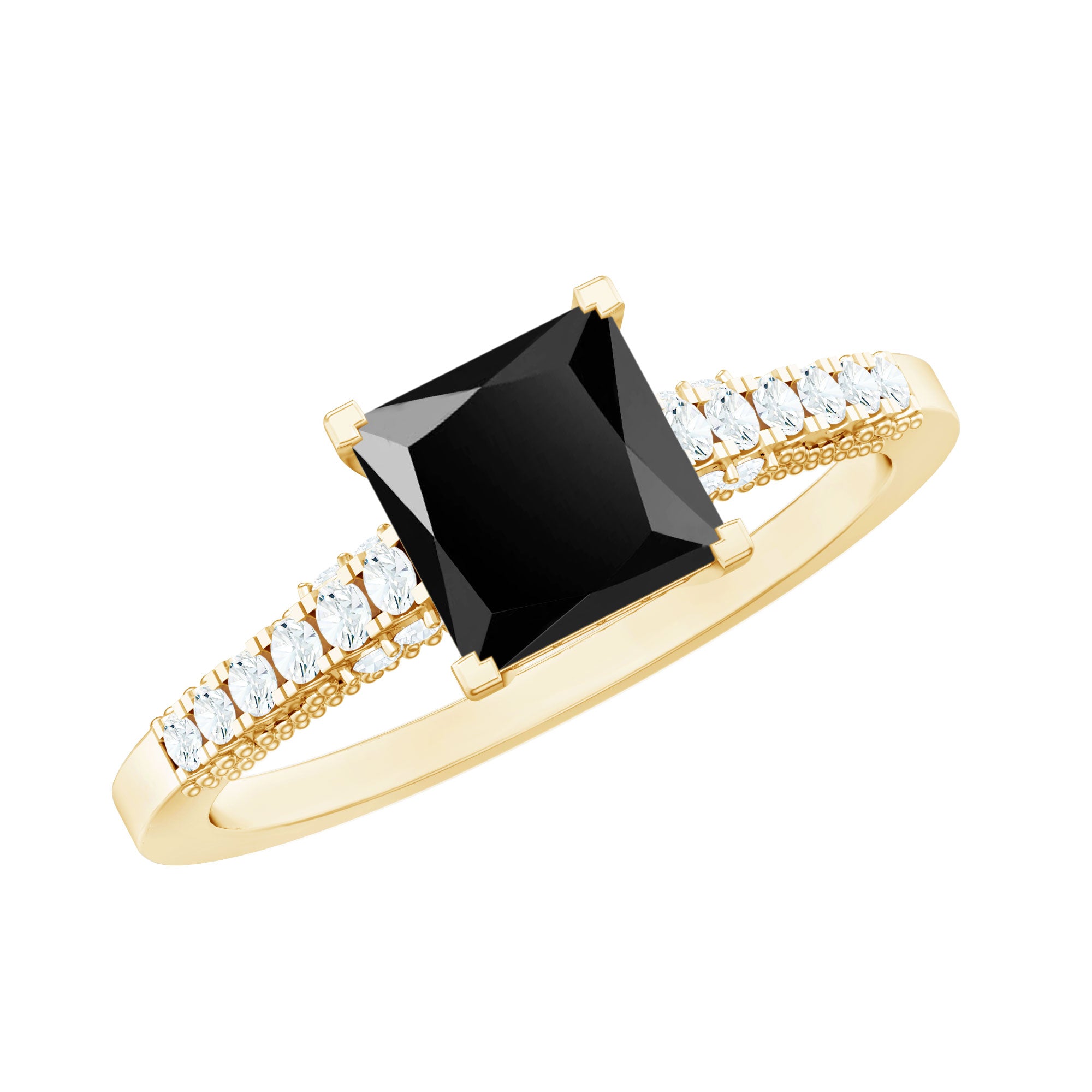 1.5 CT Solitaire Created Black Diamond Minimal Solitaire Ring with Diamond AAAA ( Synthetic ) - Rosec Jewels