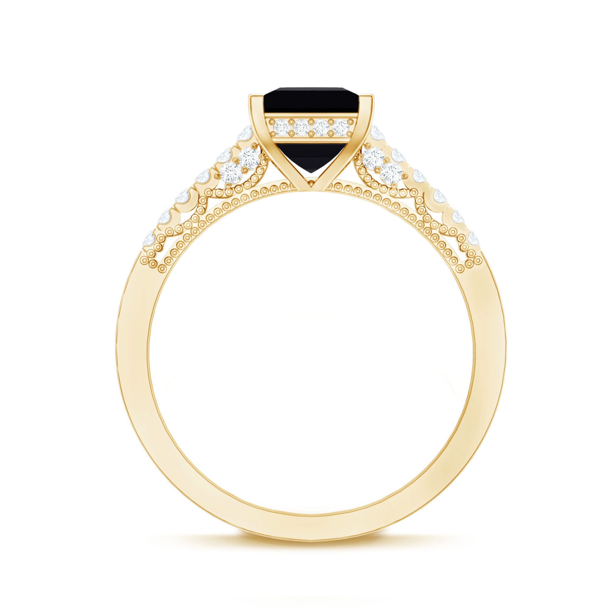 1.5 CT Solitaire Created Black Diamond Minimal Solitaire Ring with Diamond AAAA ( Synthetic ) - Rosec Jewels
