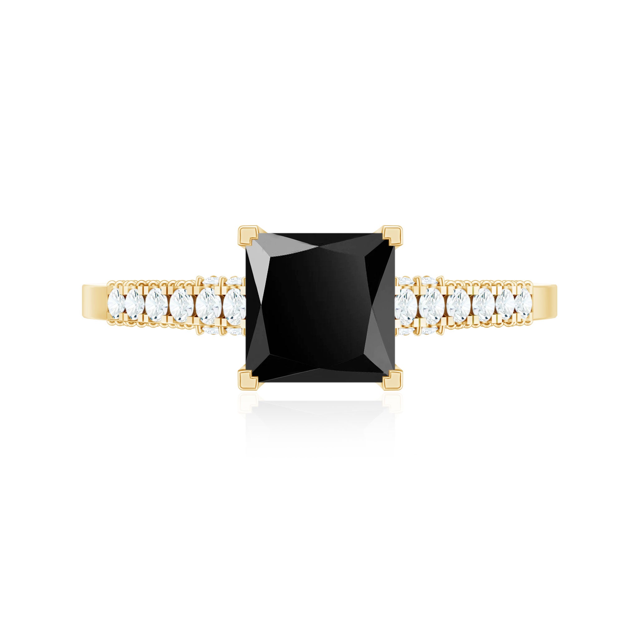 1.5 CT Solitaire Created Black Diamond Minimal Solitaire Ring with Diamond AAAA ( Synthetic ) - Rosec Jewels