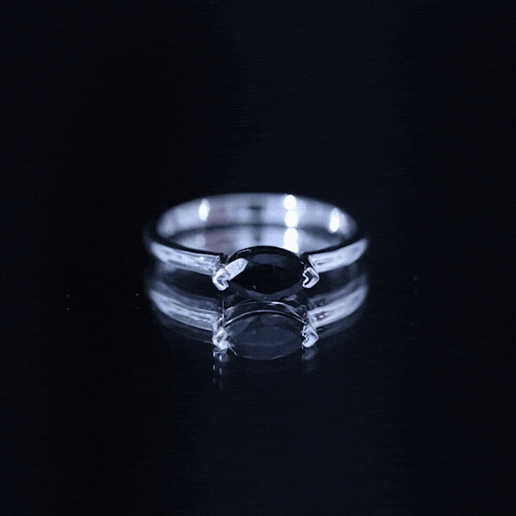 Marquise Shaped Black Onyx Solitaire Promise Ring for Her AAA - Rosec Jewels