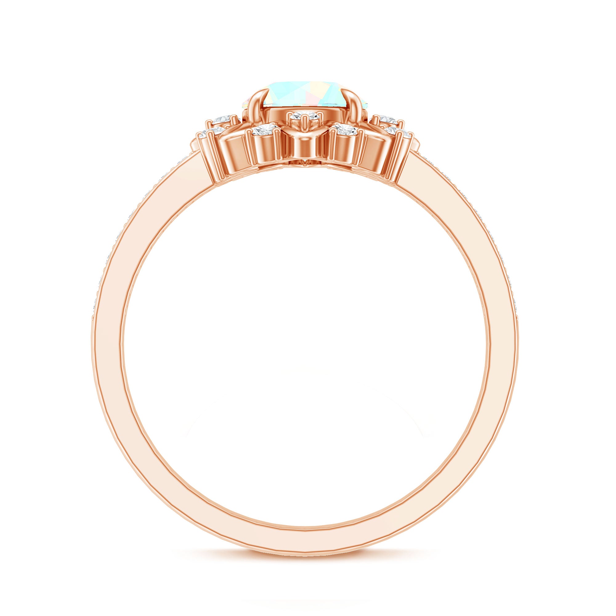 Genuine Ethiopian Opal Flower Engagement Ring with Diamond AAA - Rosec Jewels