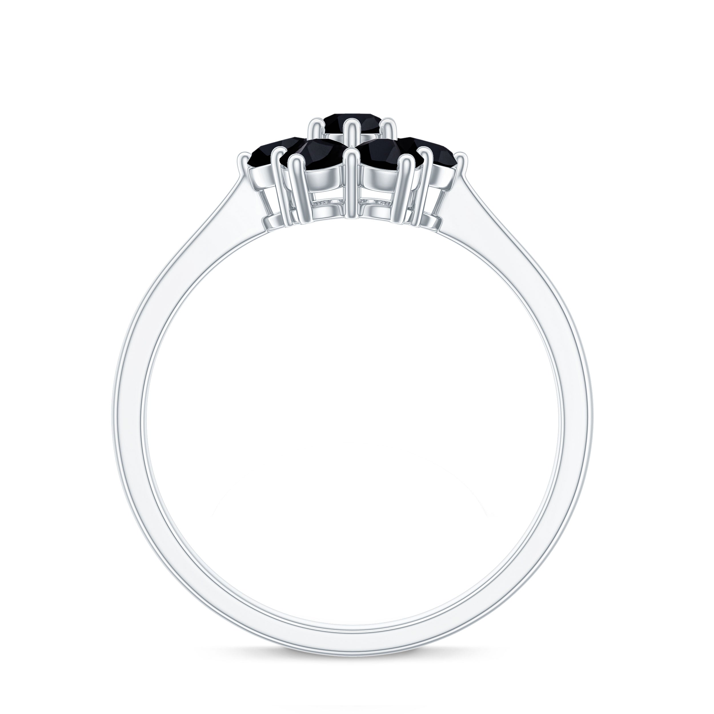Rosec Jewels-Natural Black Spinel Flower Engagement Ring with Certificate