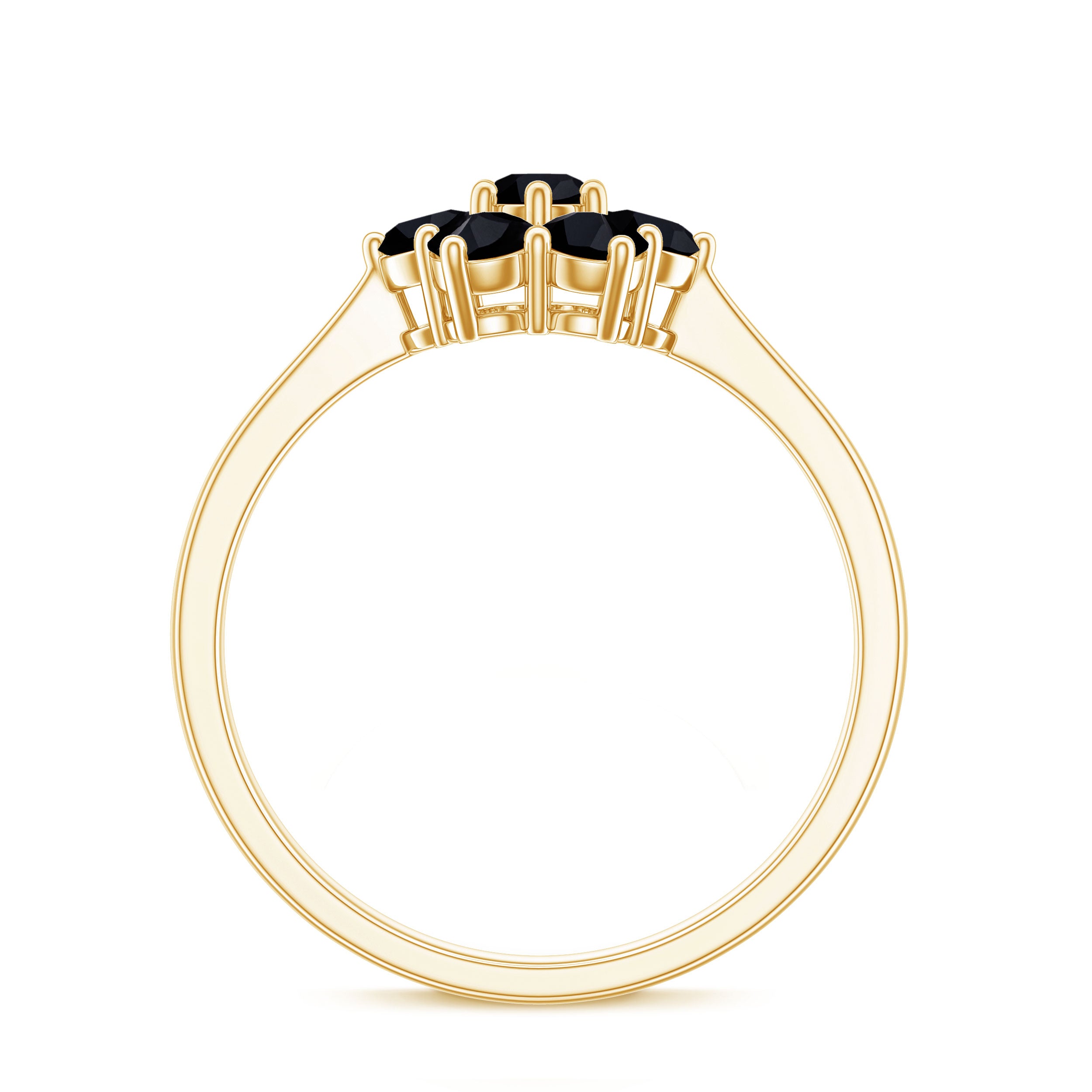 Rosec Jewels-Natural Black Spinel Flower Engagement Ring with Certificate