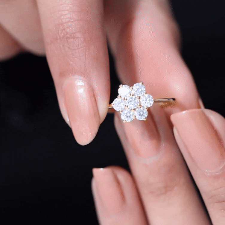 Rosec Jewels-Natural Diamond Flower Cluster Engagement Ring for Women