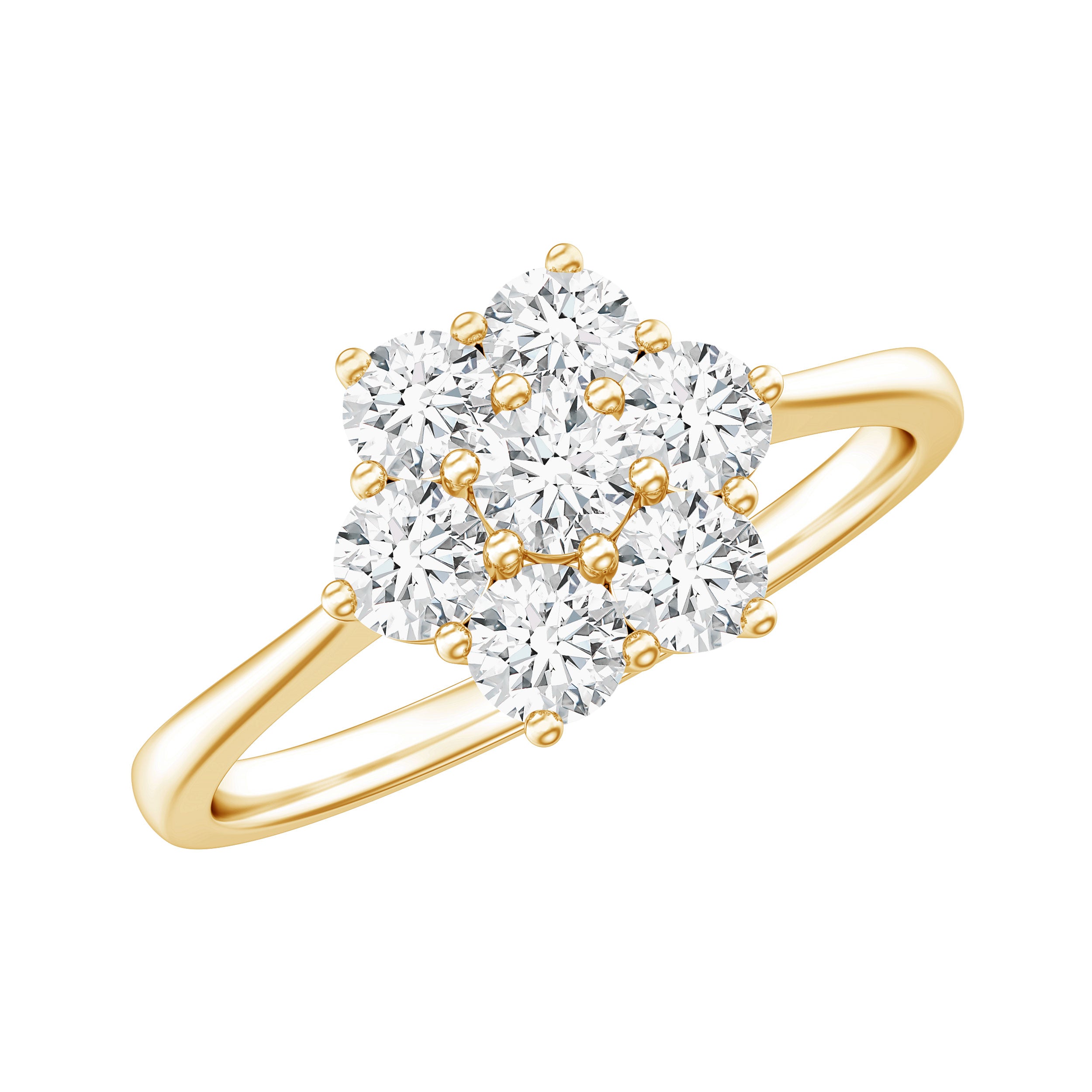 Natural Diamond Flower Cluster Engagement Ring for Women Natural - ( HI-SI ) - Rosec Jewels