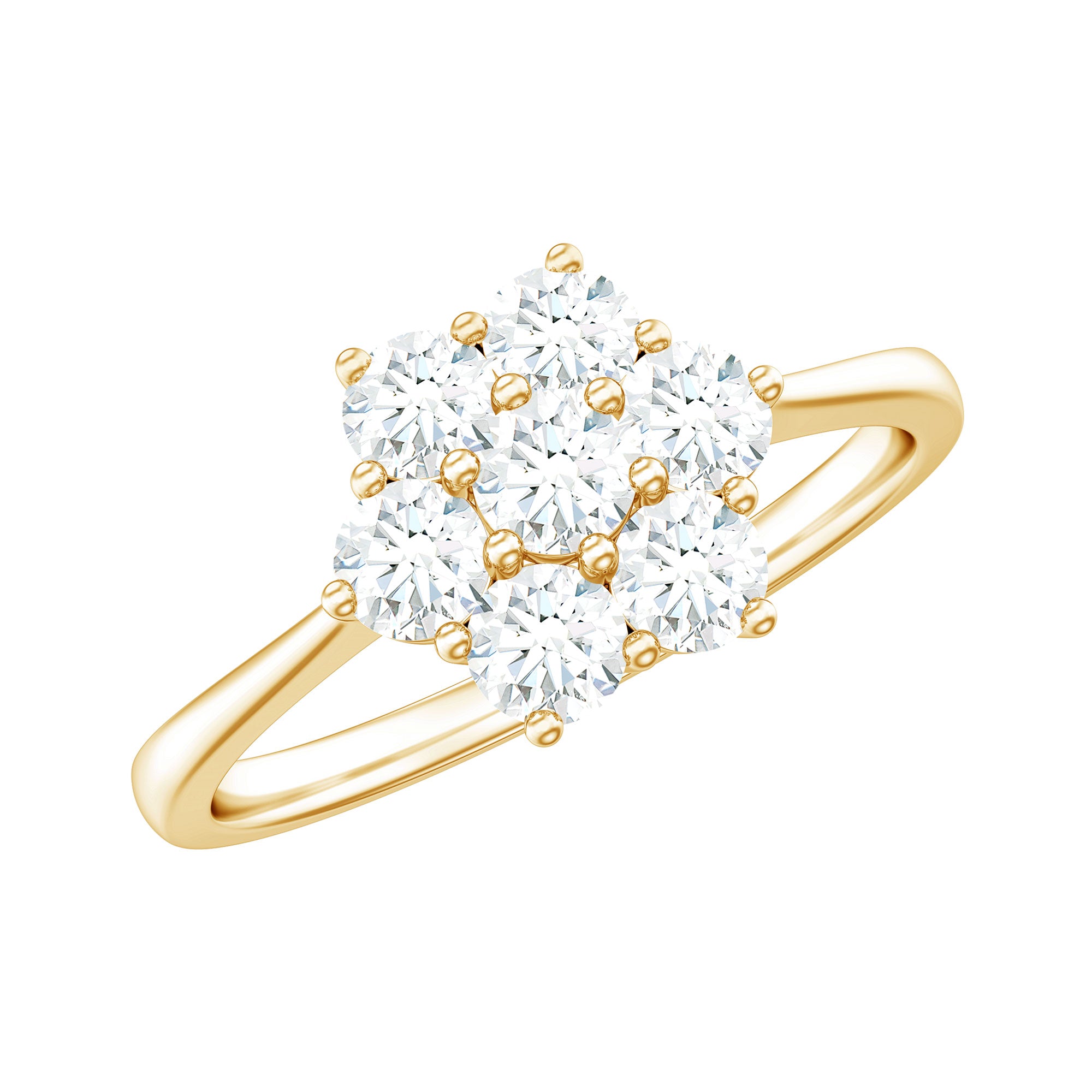 Natural Diamond Flower Cluster Engagement Ring for Women Natural - ( HI-SI ) - Rosec Jewels