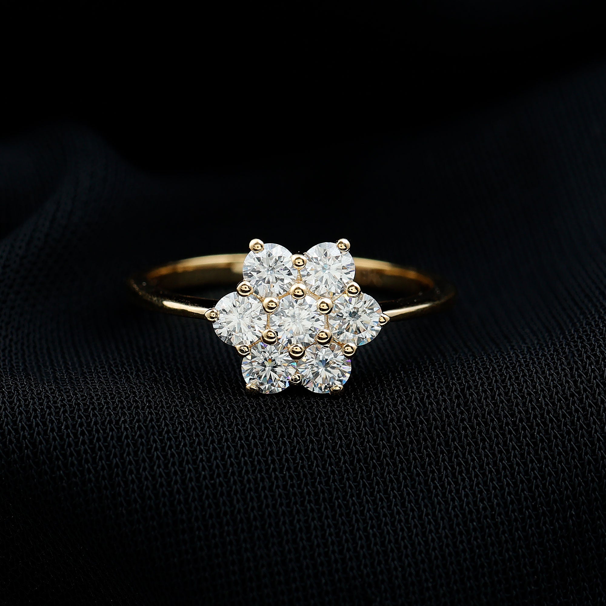 Natural Diamond Flower Cluster Engagement Ring for Women Natural - ( HI-SI ) - Rosec Jewels