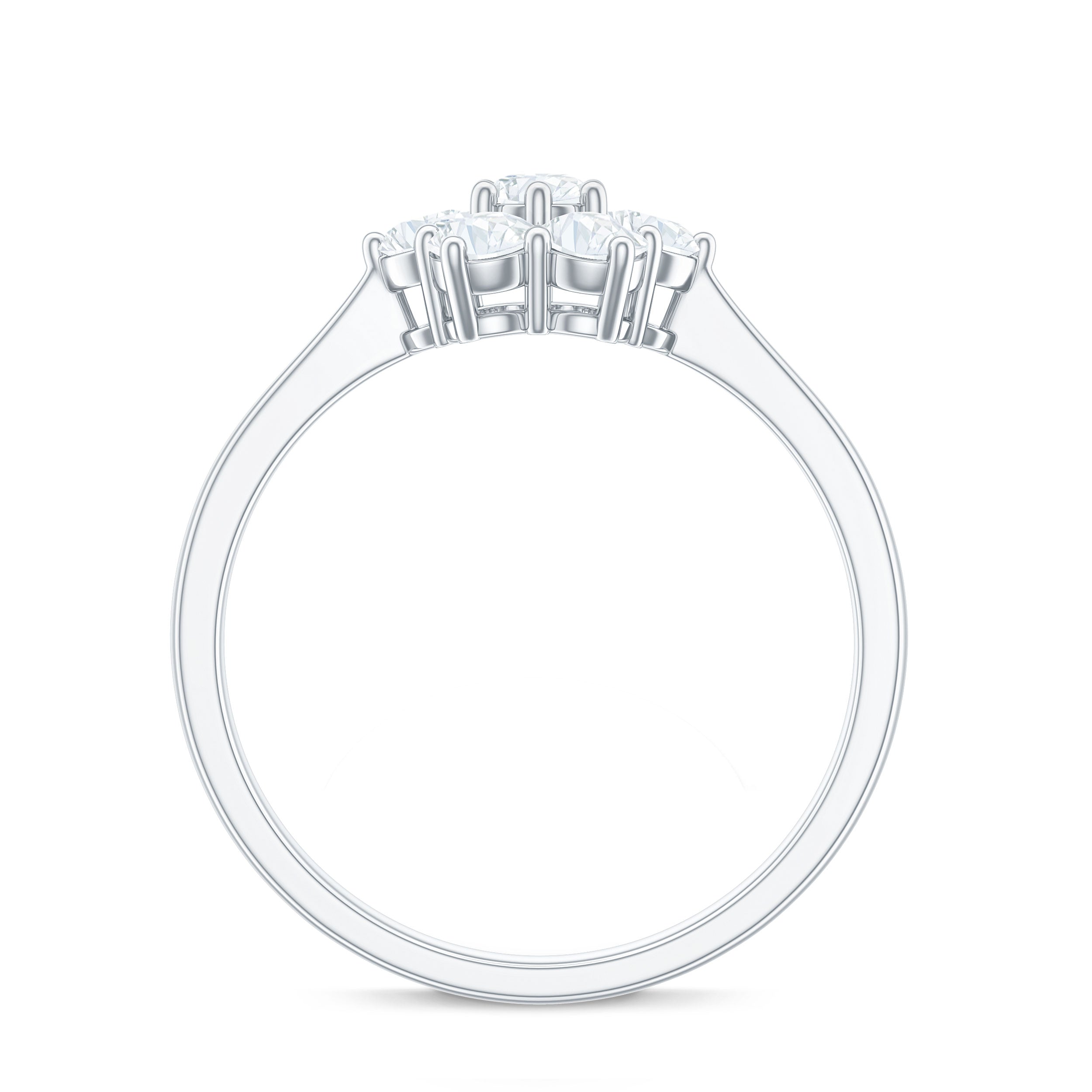 Rosec Jewels-Round Shape Moissanite Cluster Flower Engagement Ring