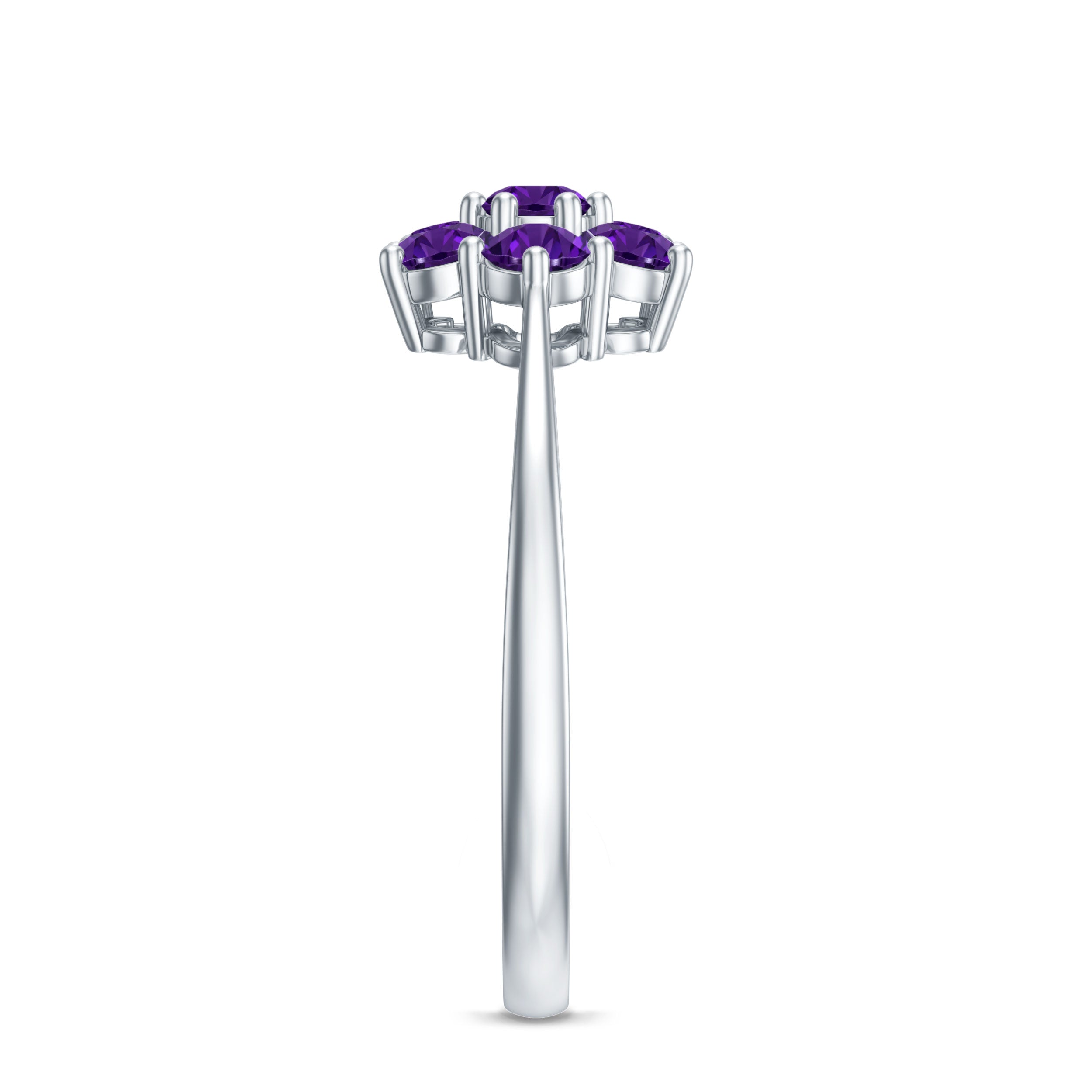 Round Shape Amethyst Cluster Flower Ring for Women AAA - Rosec Jewels