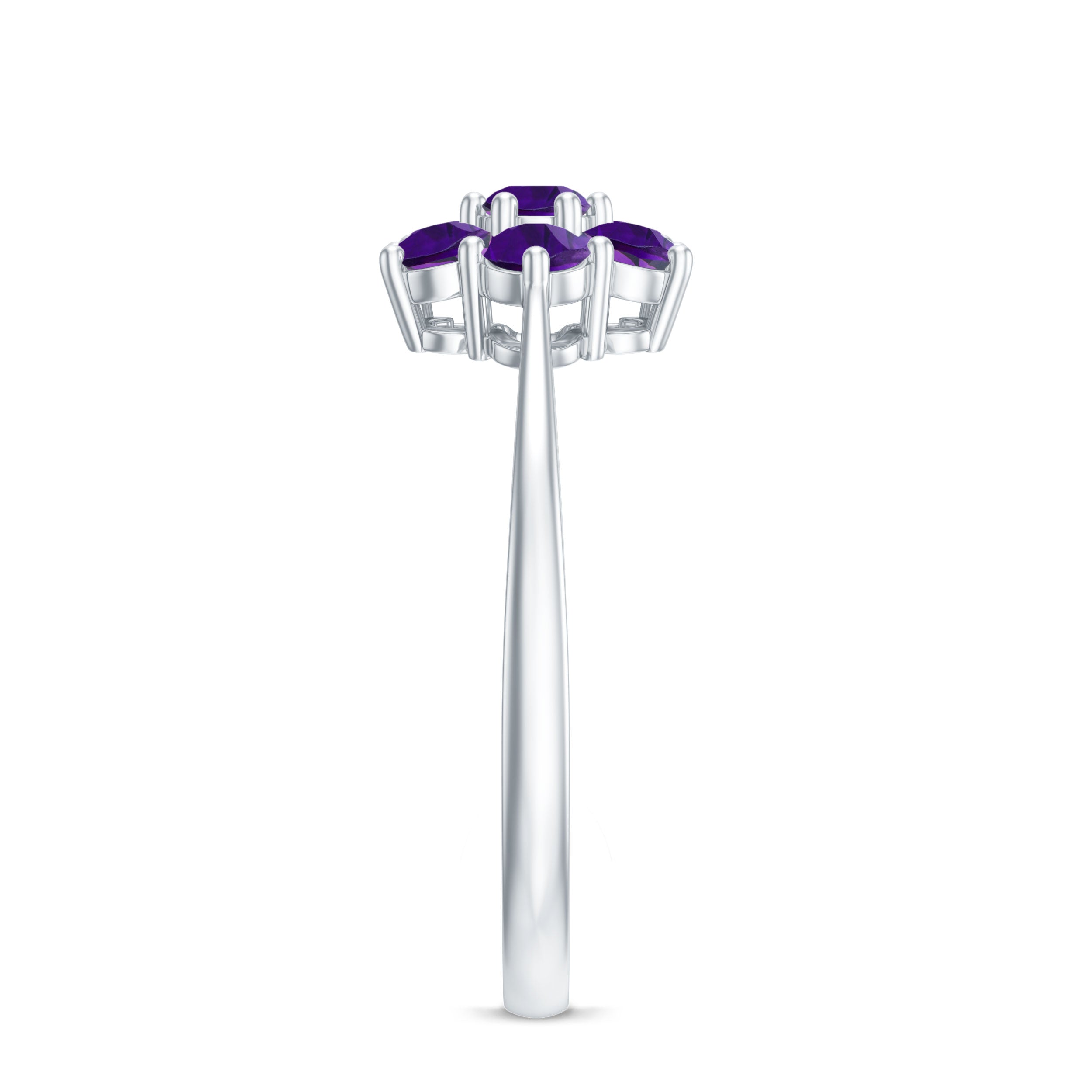 Rosec Jewels-3/4 CT Round Shape Amethyst Cluster Flower Ring