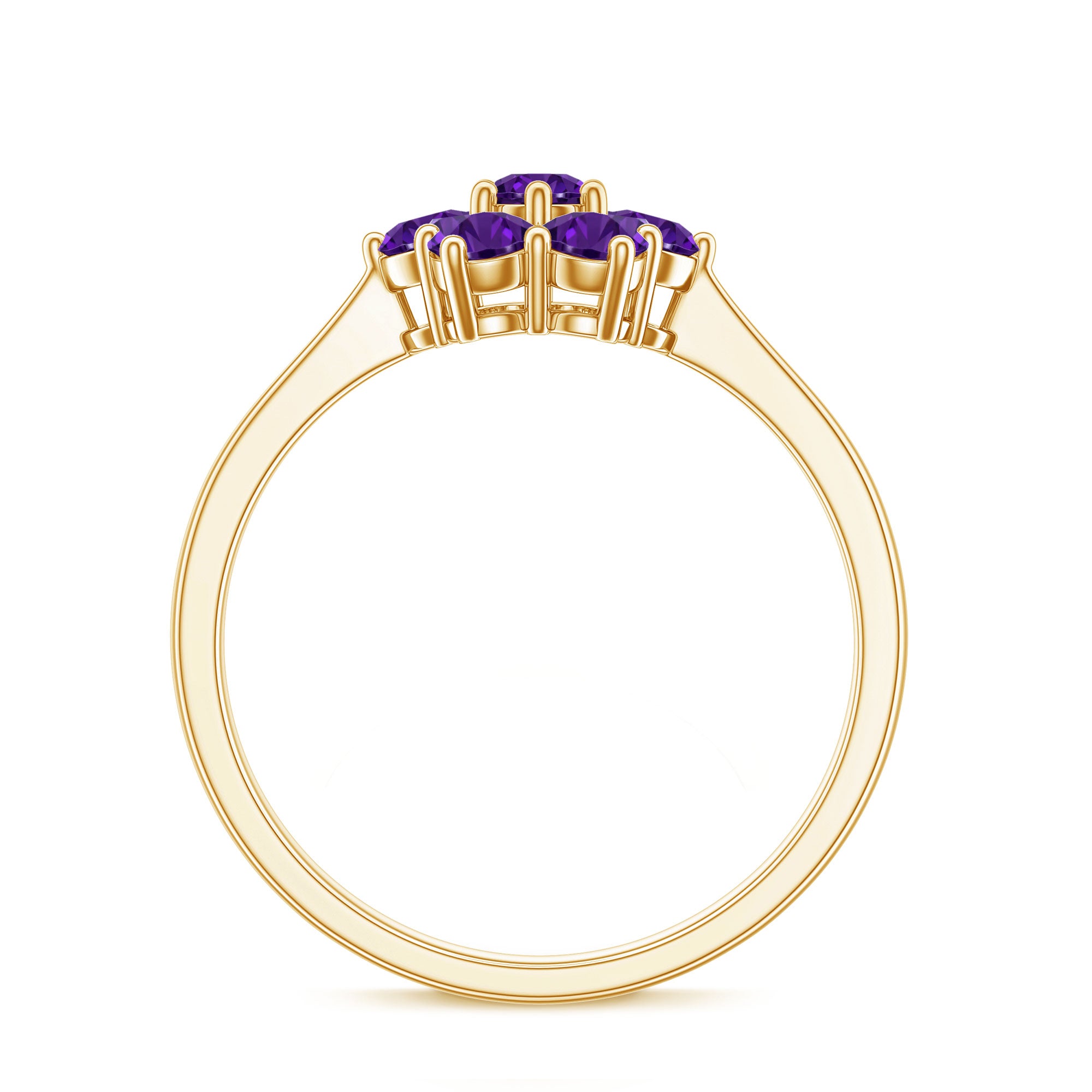 Round Shape Amethyst Cluster Flower Ring for Women AAA - Rosec Jewels