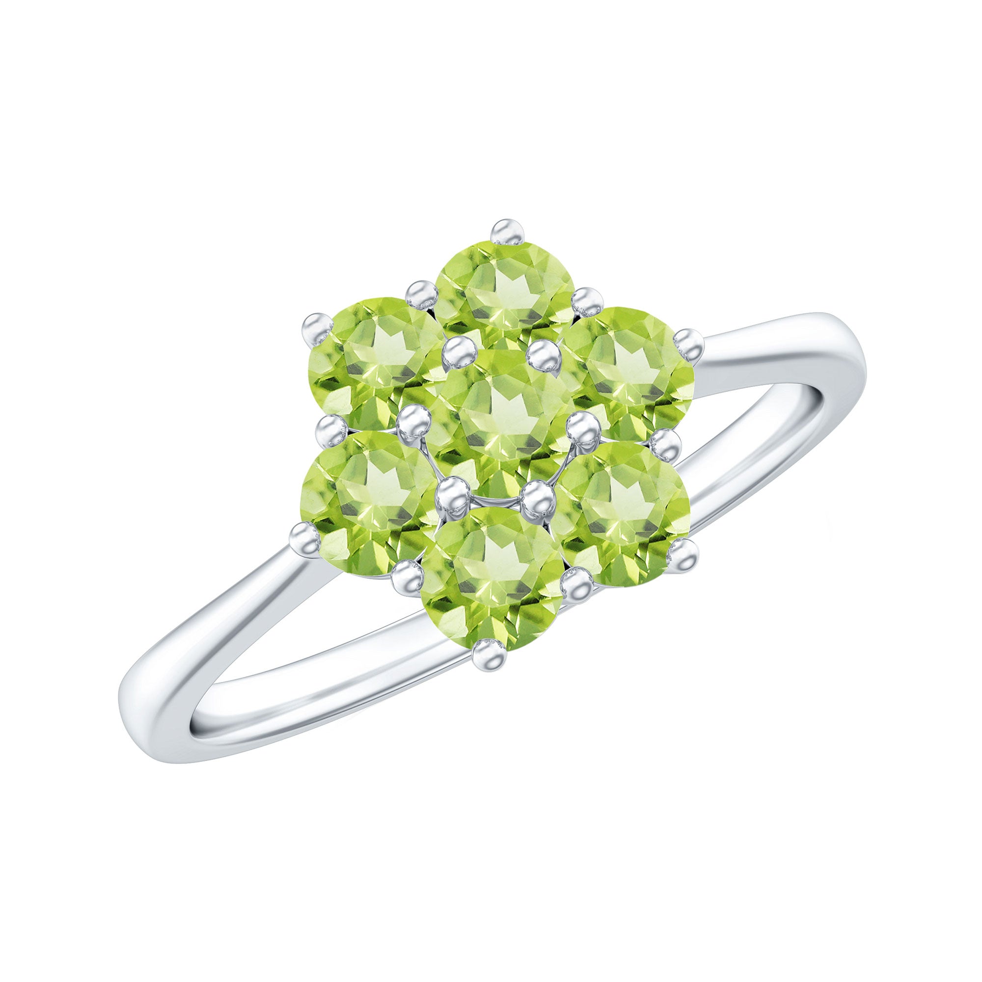 Rosec Jewels-Natural Peridot Flower Cluster Engagement Ring