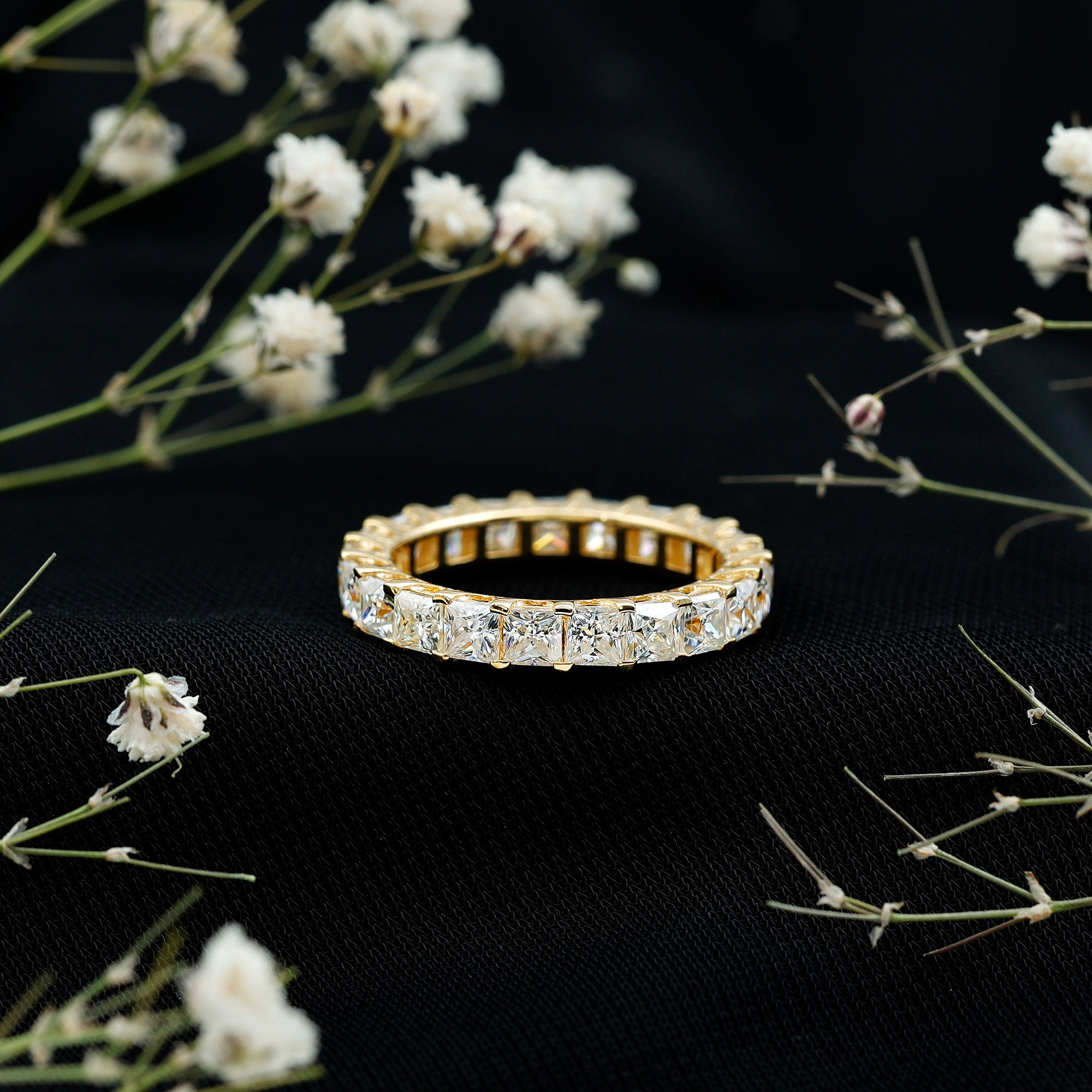 Princess Cut Moissanite Full Eternity Band Ring D-VS1 - Rosec Jewels