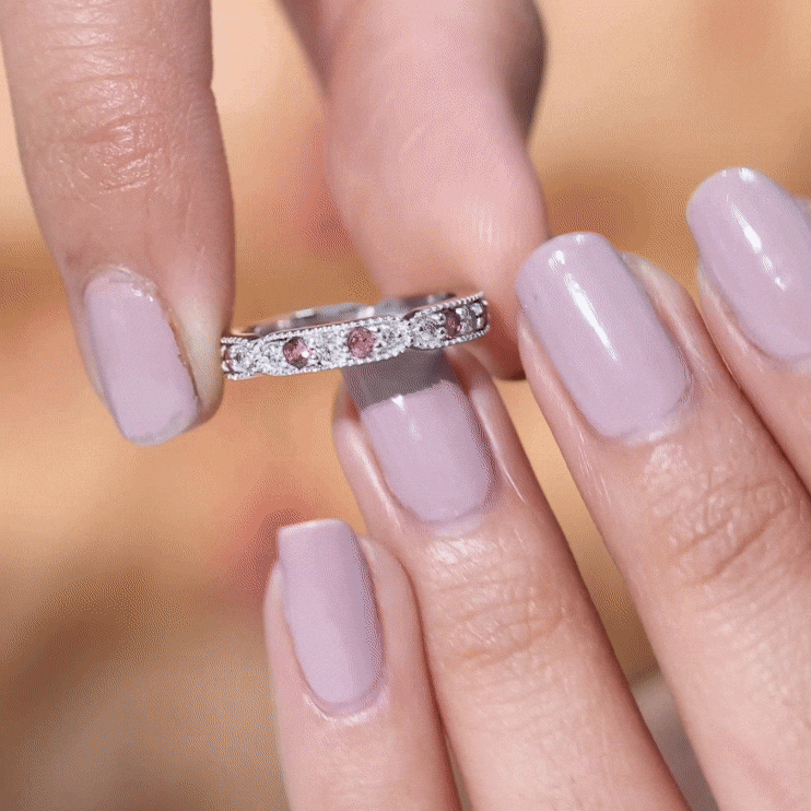 Real Pink Tourmaline and Diamond Eternity Band Ring AAA - Rosec Jewels