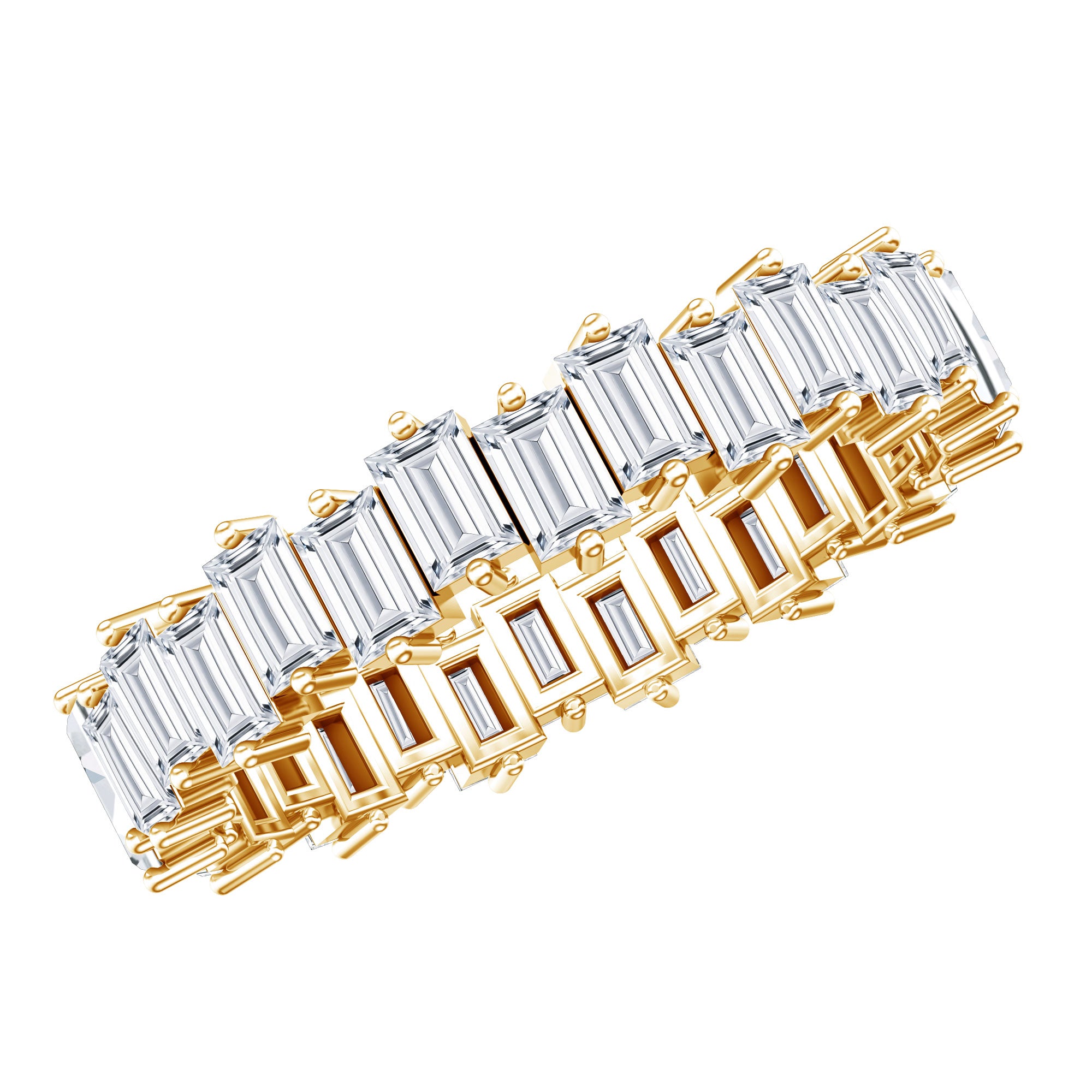 Baguette Shape Moissanite Eternity Wedding Band D-VS1 - Rosec Jewels