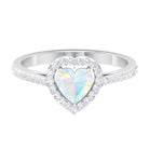 1.25 CT Heart Shape Ethiopian Opal Engagement Ring with Diamond Accent Ethiopian Opal - ( AAA ) - Quality - Rosec Jewels