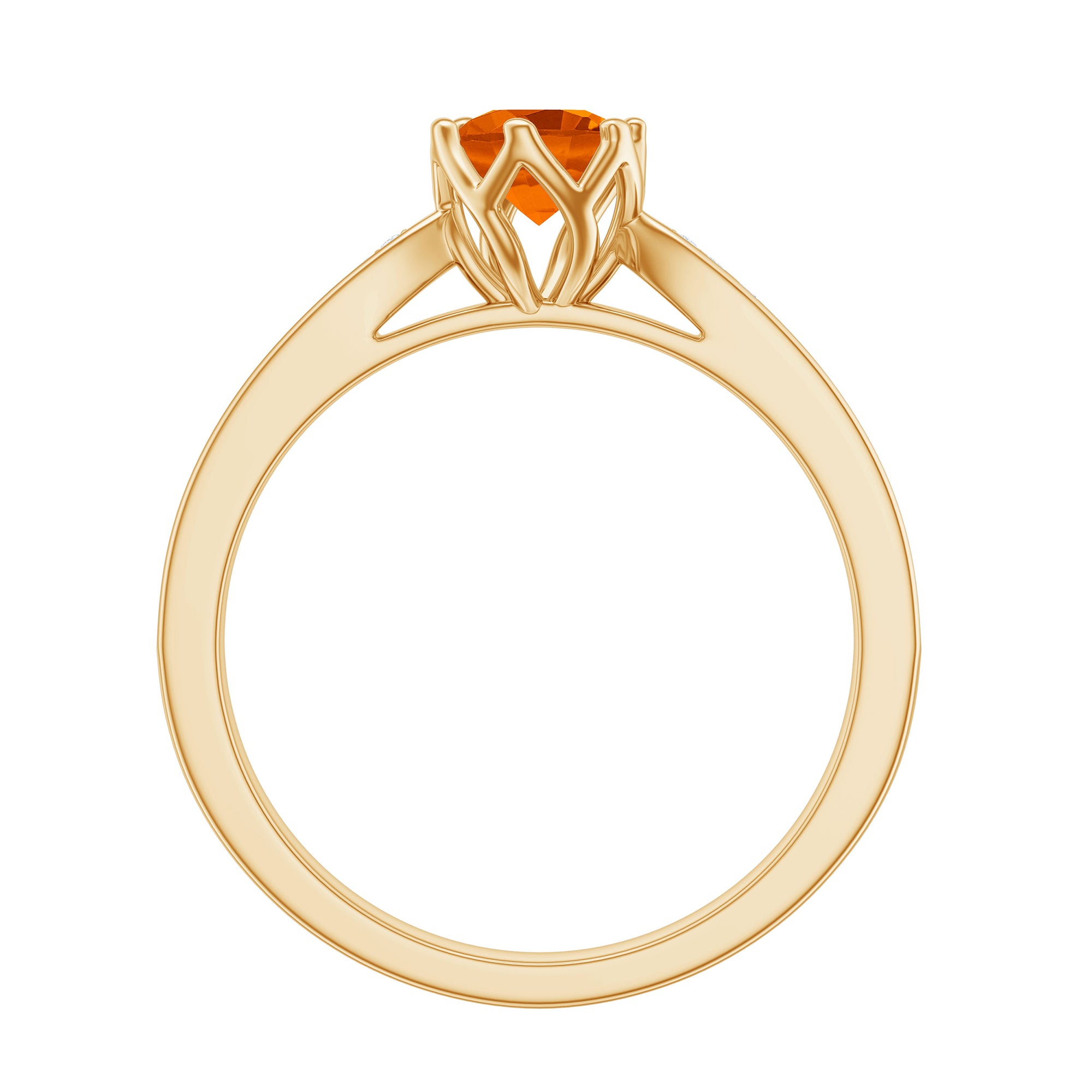 Rosec Jewels-Genuine Fire Opal Solitaire Engagement Ring with Diamond