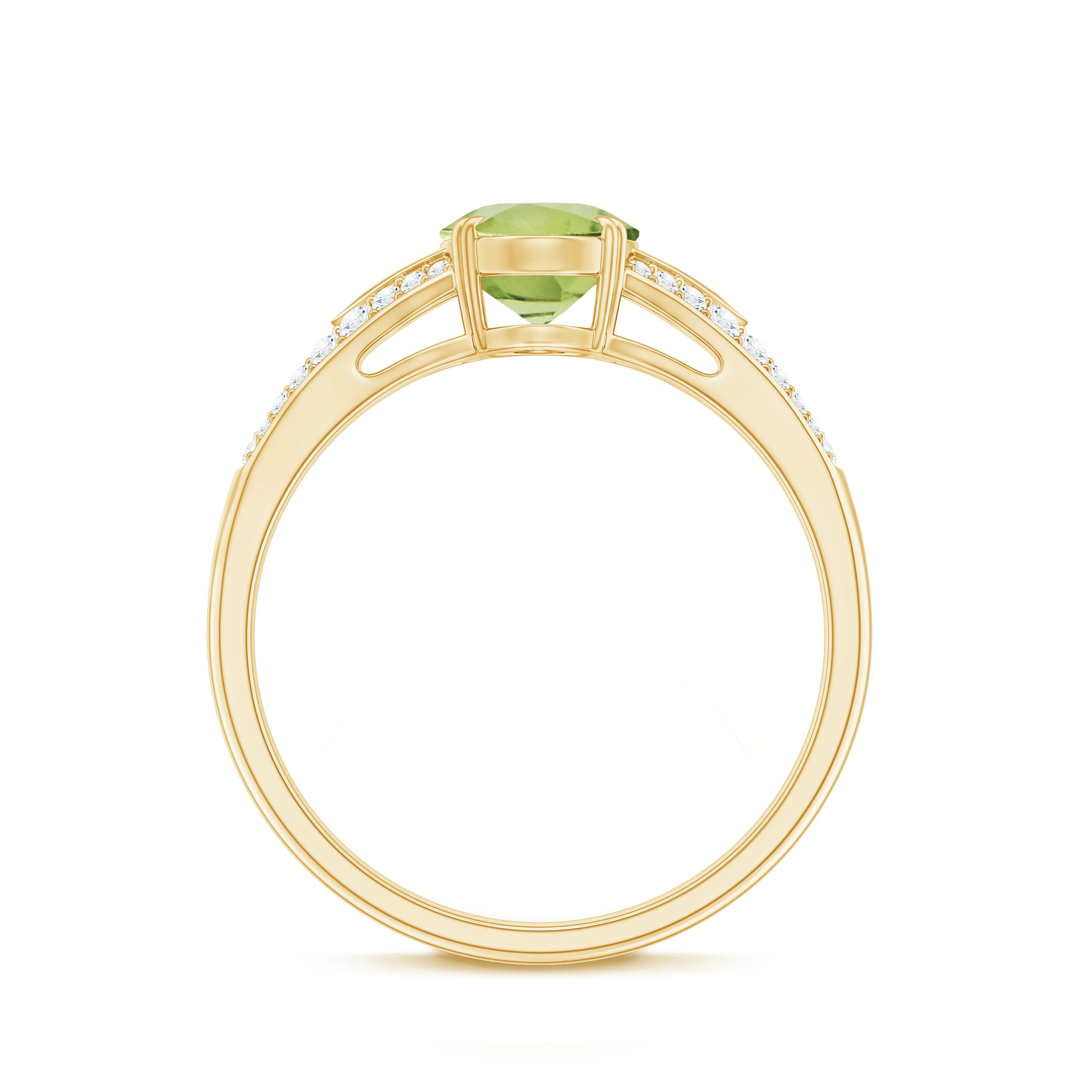 Rosec Jewels-Natural 1 Carat Peridot Oval Engagement Ring with Diamond Split Shank