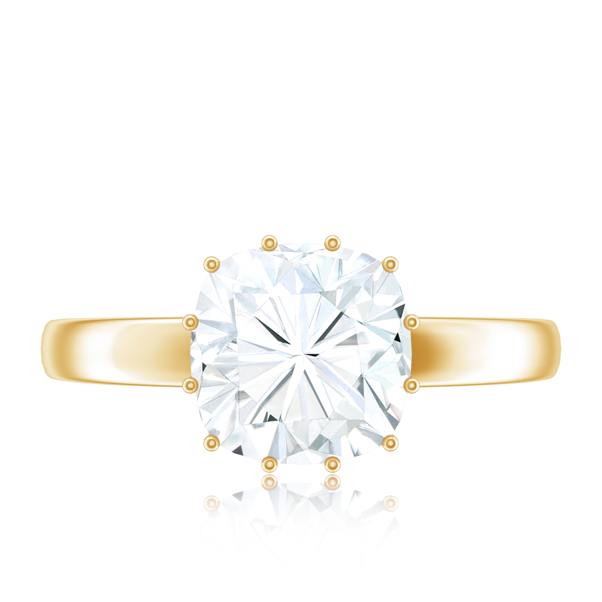 Certified 8 MM Cushion Cut Moissanite Solitaire Engagement Ring D-VS1 - Rosec Jewels