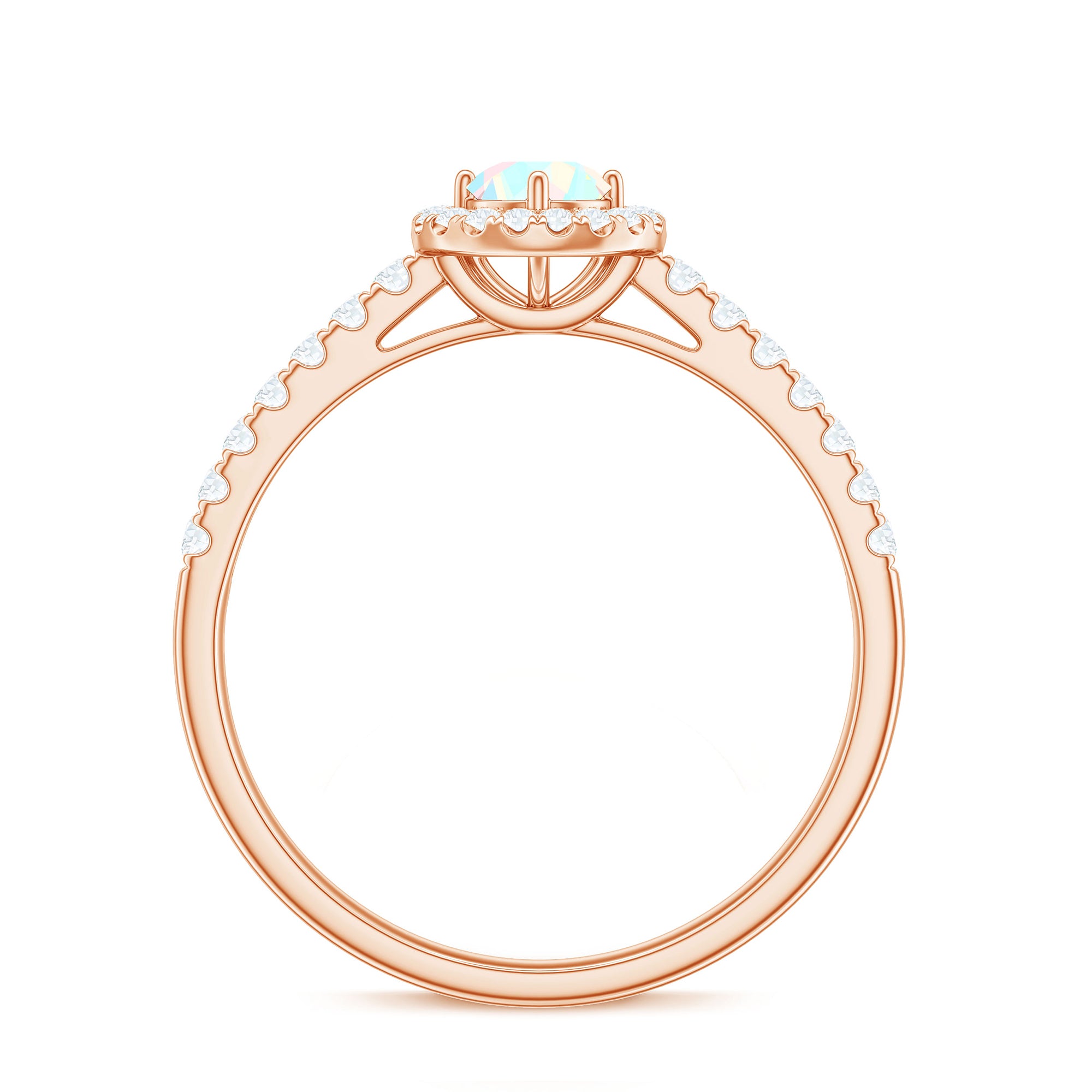 Natural Ethiopian Opal Diamond Engagement Ring with Halo AAA - Rosec Jewels