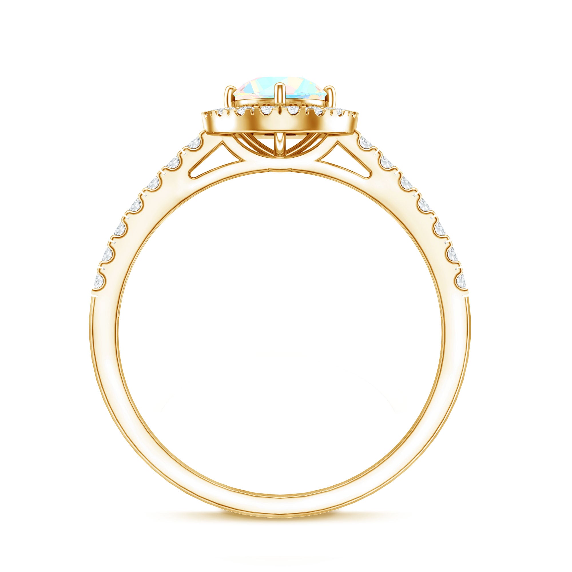 Natural Ethiopian Opal Diamond Engagement Ring with Halo AAA - Rosec Jewels