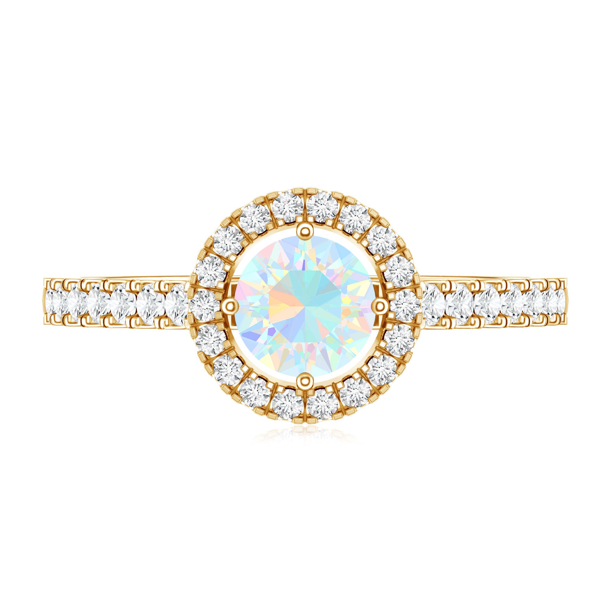 Natural Ethiopian Opal Diamond Engagement Ring with Halo AAA - Rosec Jewels