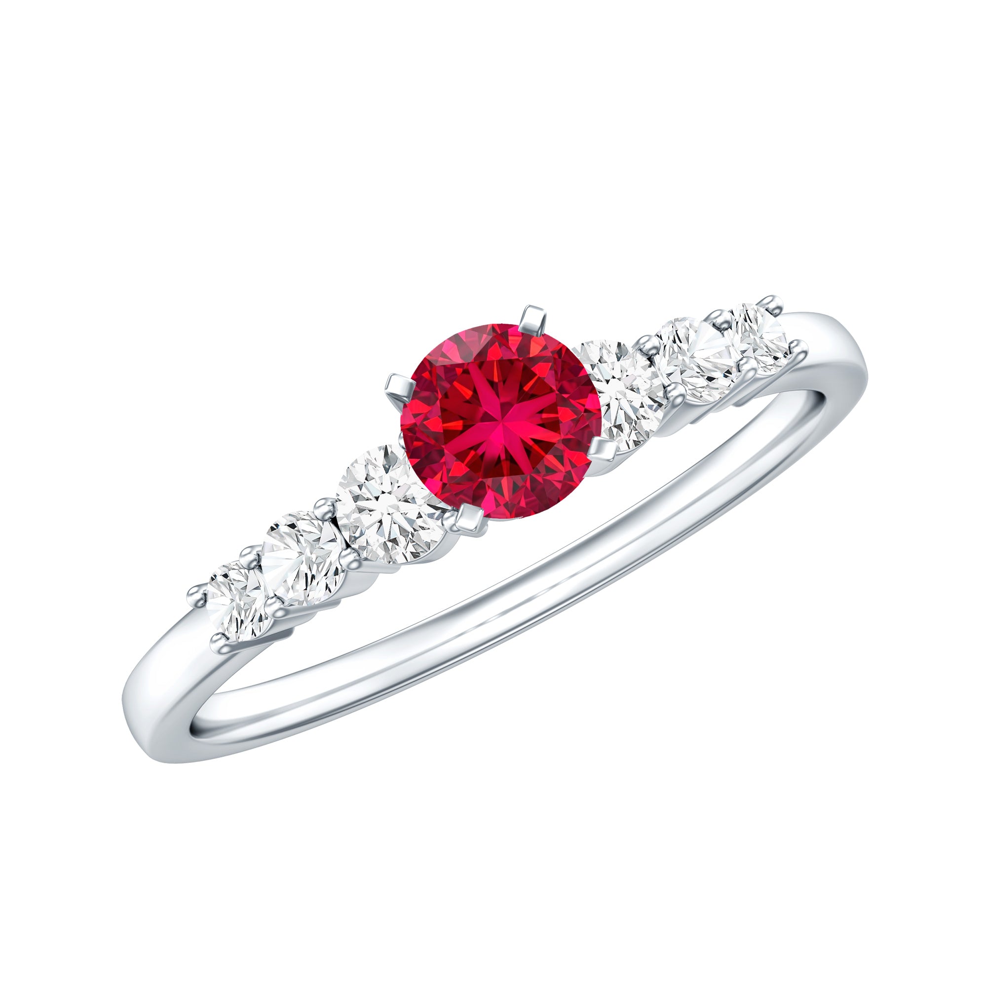 Graduated Style Lab Created Ruby and Diamond Promise Ring AAAA - Rosec Jewels