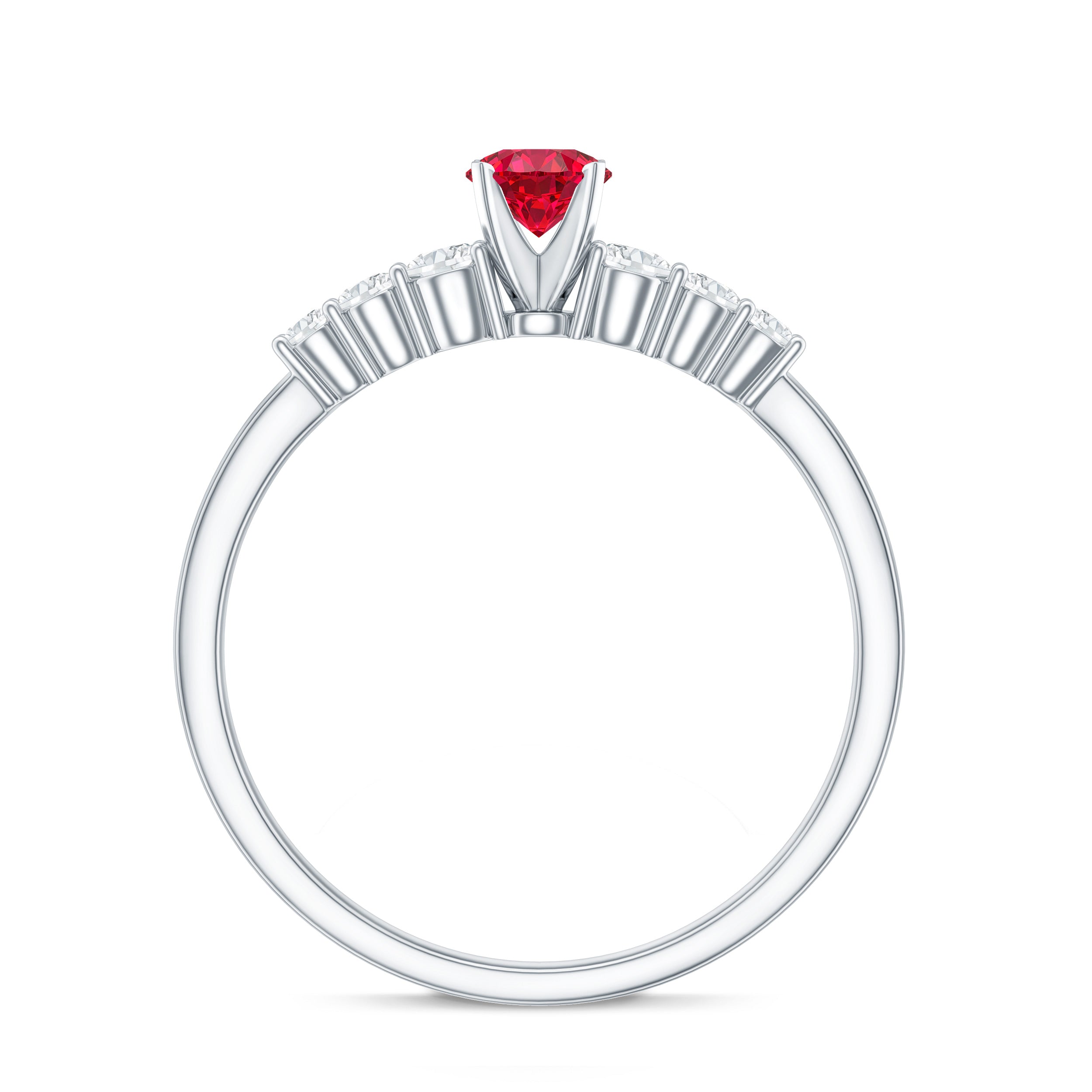 Graduated Style Lab Created Ruby and Diamond Promise Ring AAAA - Rosec Jewels
