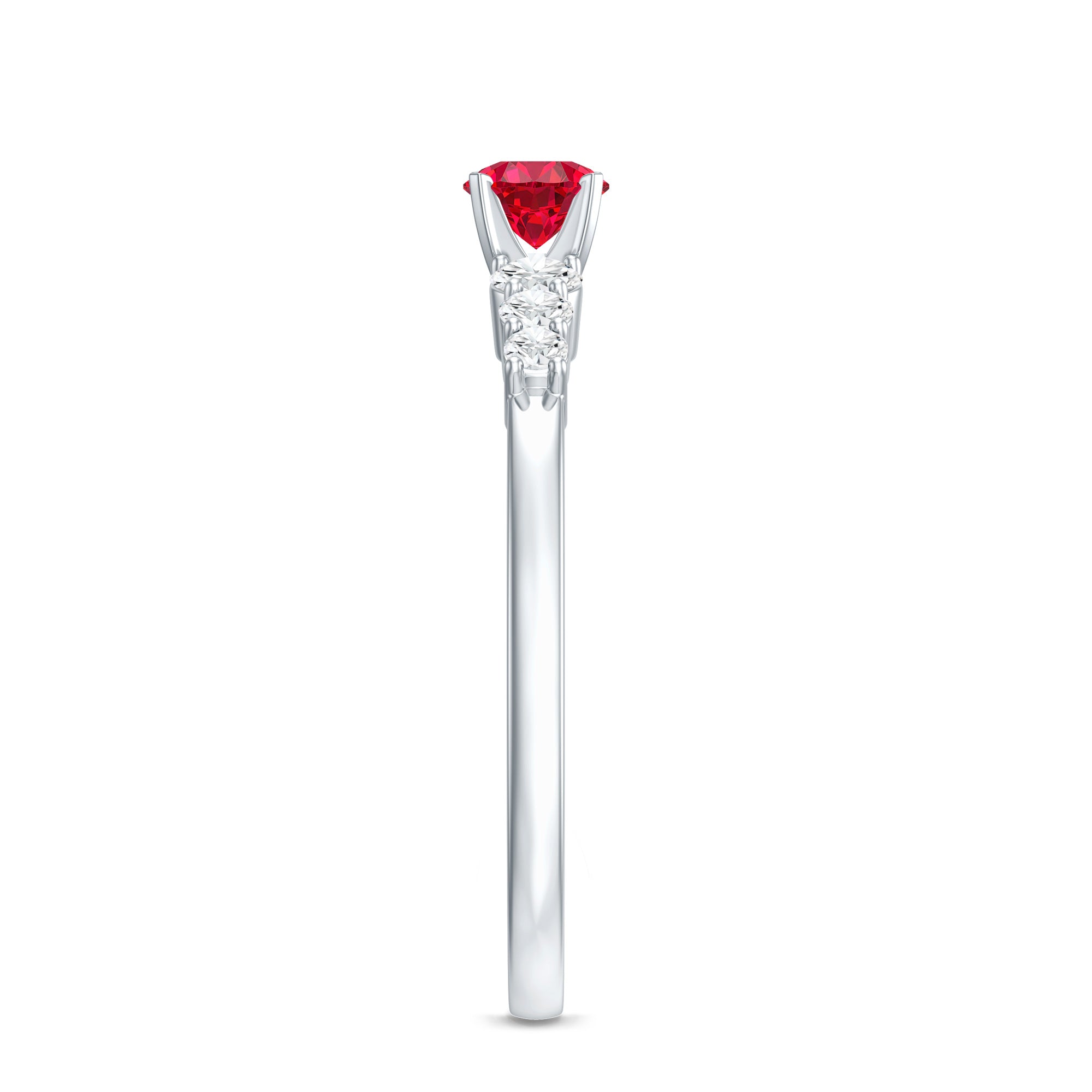 Graduated Style Lab Created Ruby and Diamond Promise Ring AAAA - Rosec Jewels