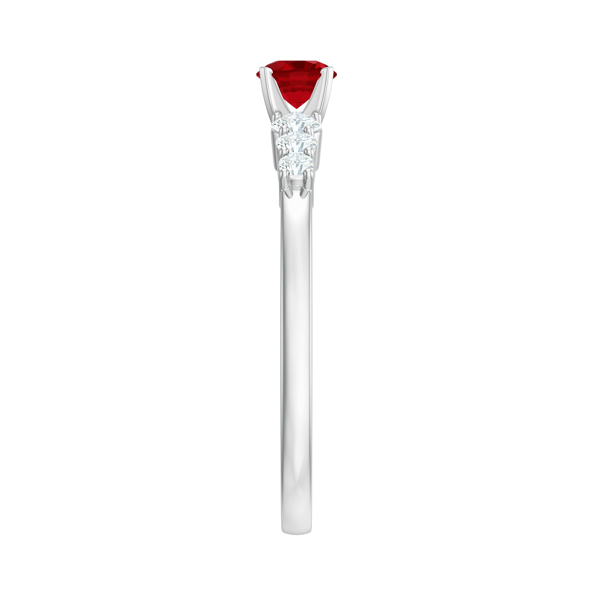 Graduated Style Lab Created Ruby and Diamond Promise Ring AAAA - Rosec Jewels