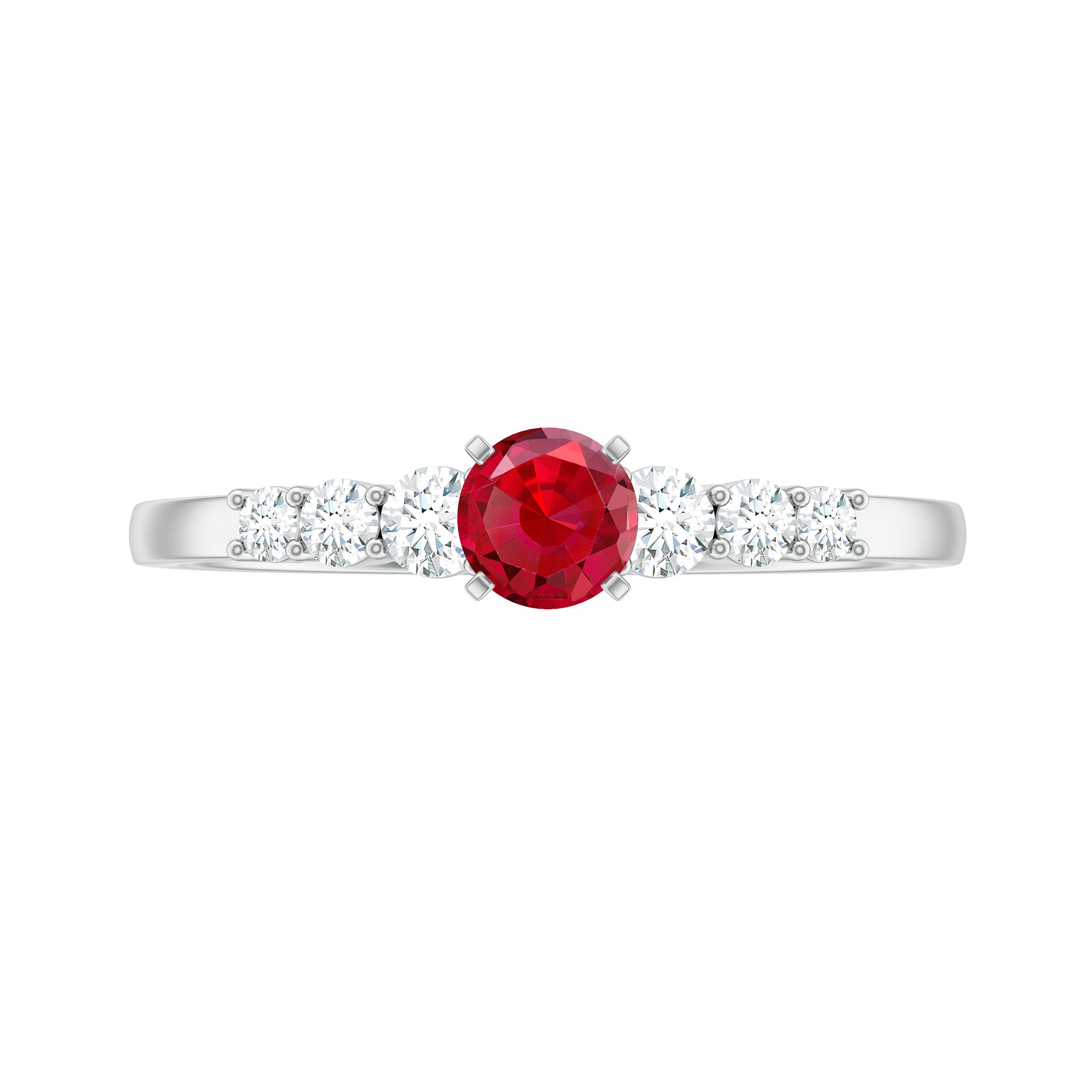 Graduated Style Lab Created Ruby and Diamond Promise Ring AAAA - Rosec Jewels