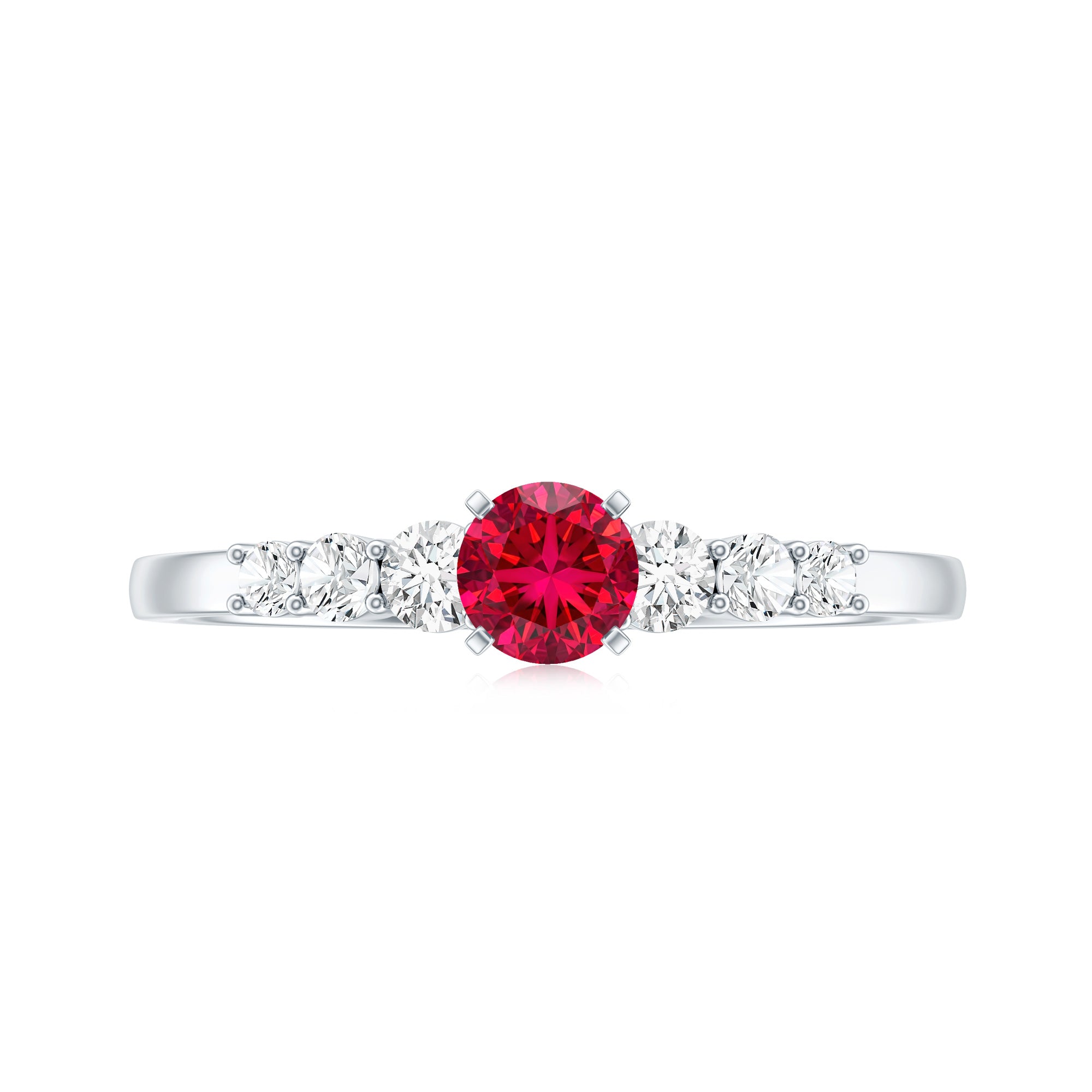 Graduated Style Lab Created Ruby and Diamond Promise Ring AAAA - Rosec Jewels