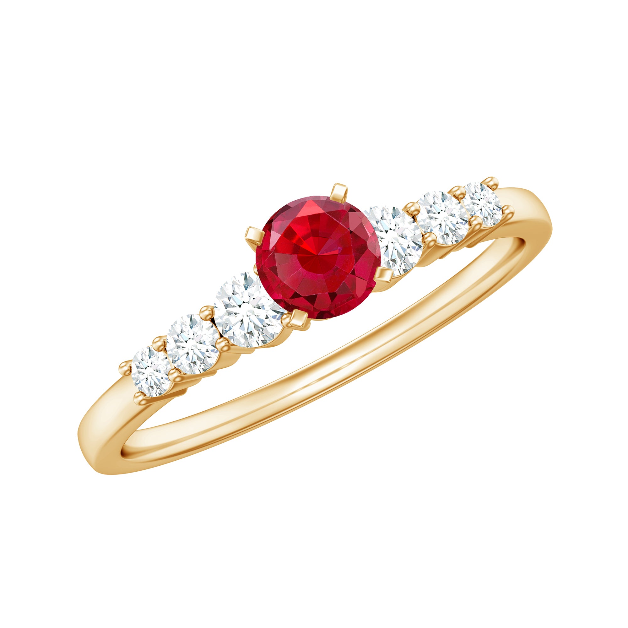 Graduated Style Lab Created Ruby and Diamond Promise Ring AAAA - Rosec Jewels