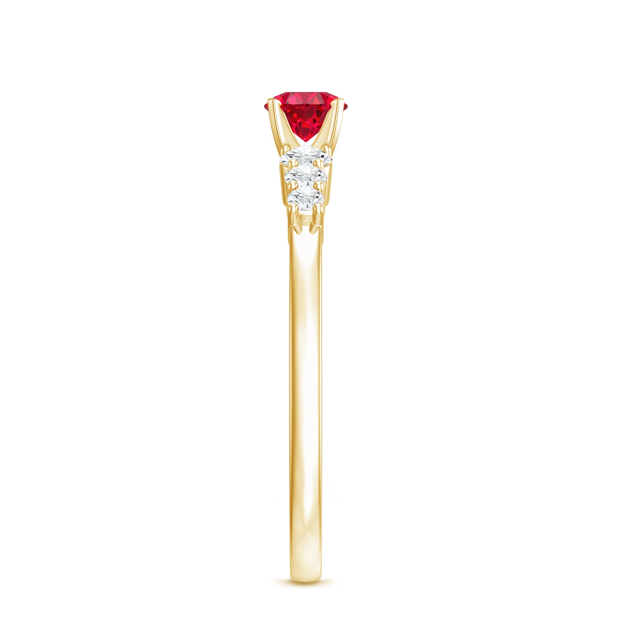 Graduated Style Lab Created Ruby and Diamond Promise Ring AAAA - Rosec Jewels