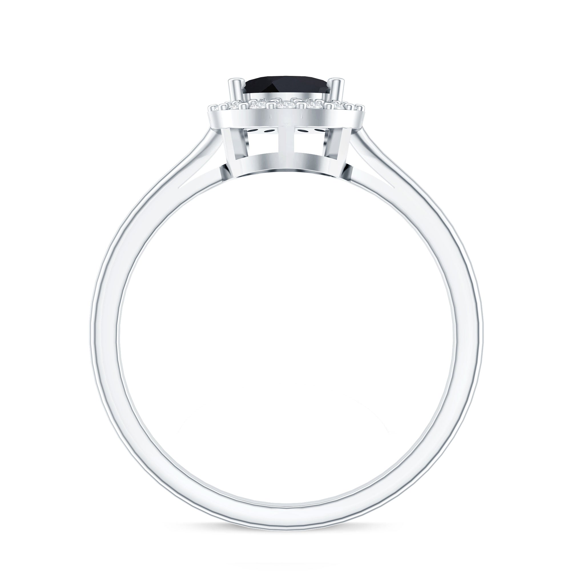 Certified Real Black Spinel Teardrop Engagement Ring with Diamond Halo AAA - Rosec Jewels