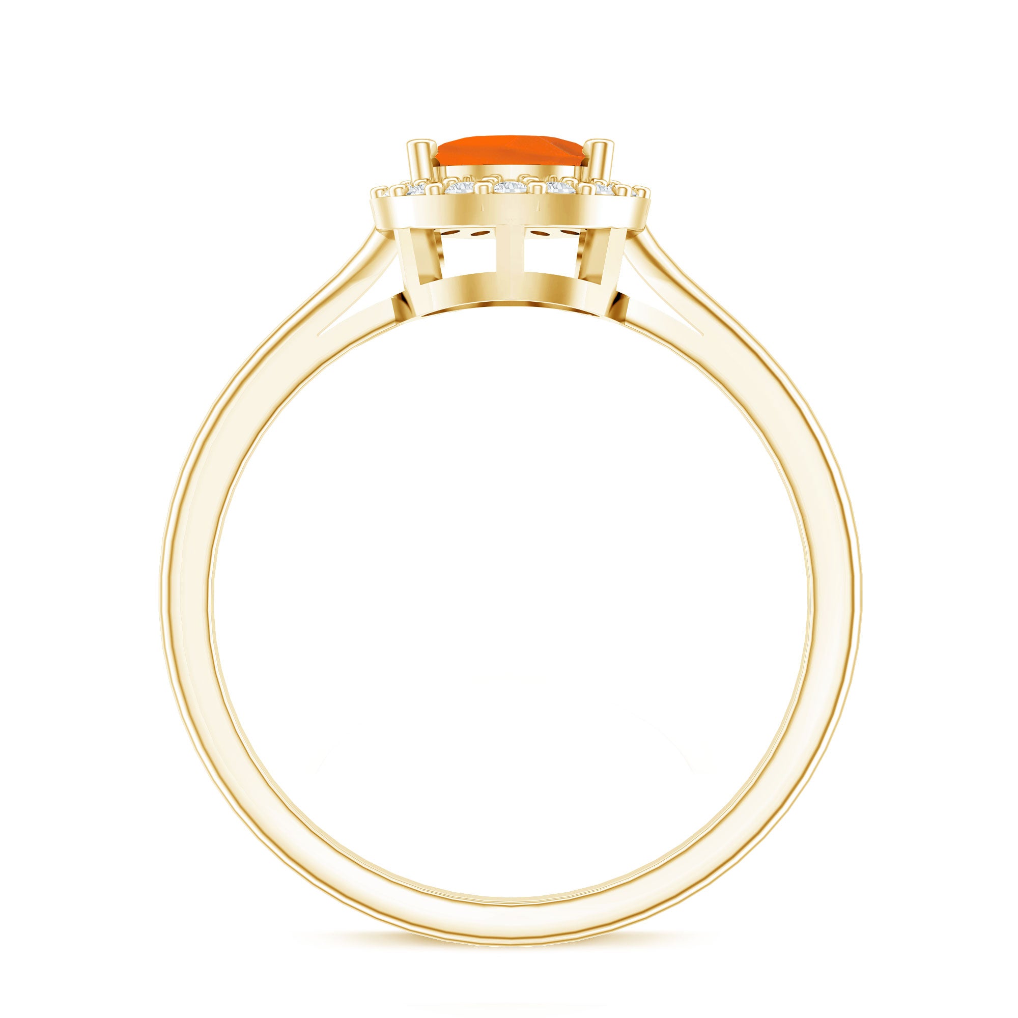 1 CT Teardrop Fire Opal Ring with Diamond Accent AAA - Rosec Jewels