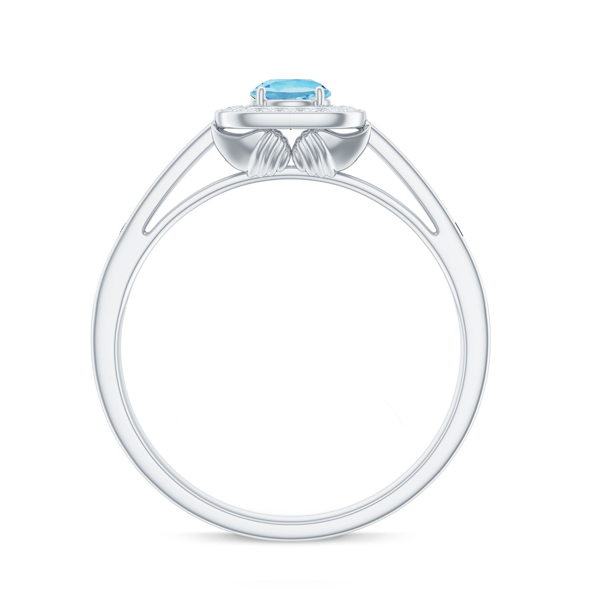 Vintage Looking Aquamarine and Diamond Halo Engagement Ring for Women AAA - Rosec Jewels