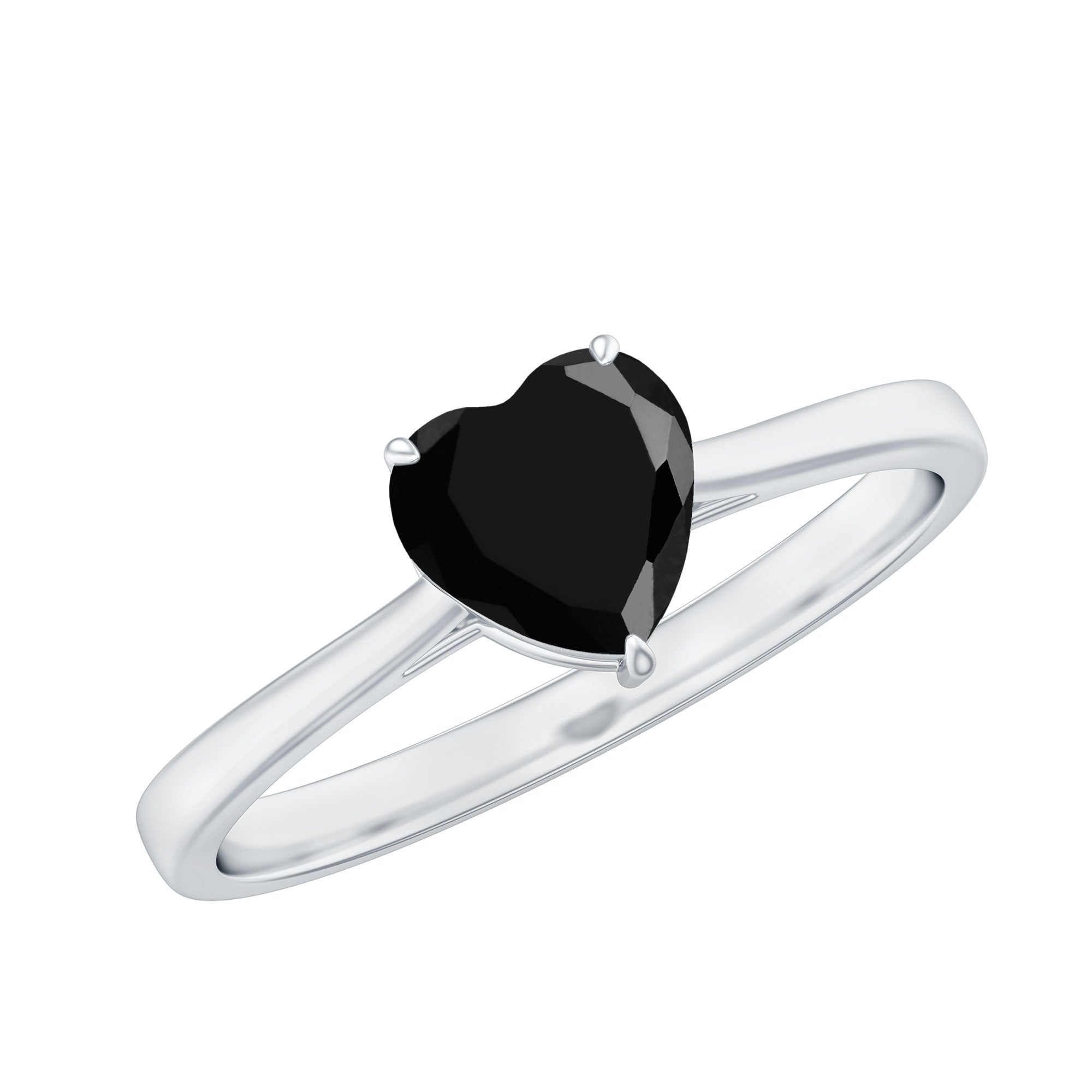 Heart Shaped Created Black Diamond Solitaire Promise Ring