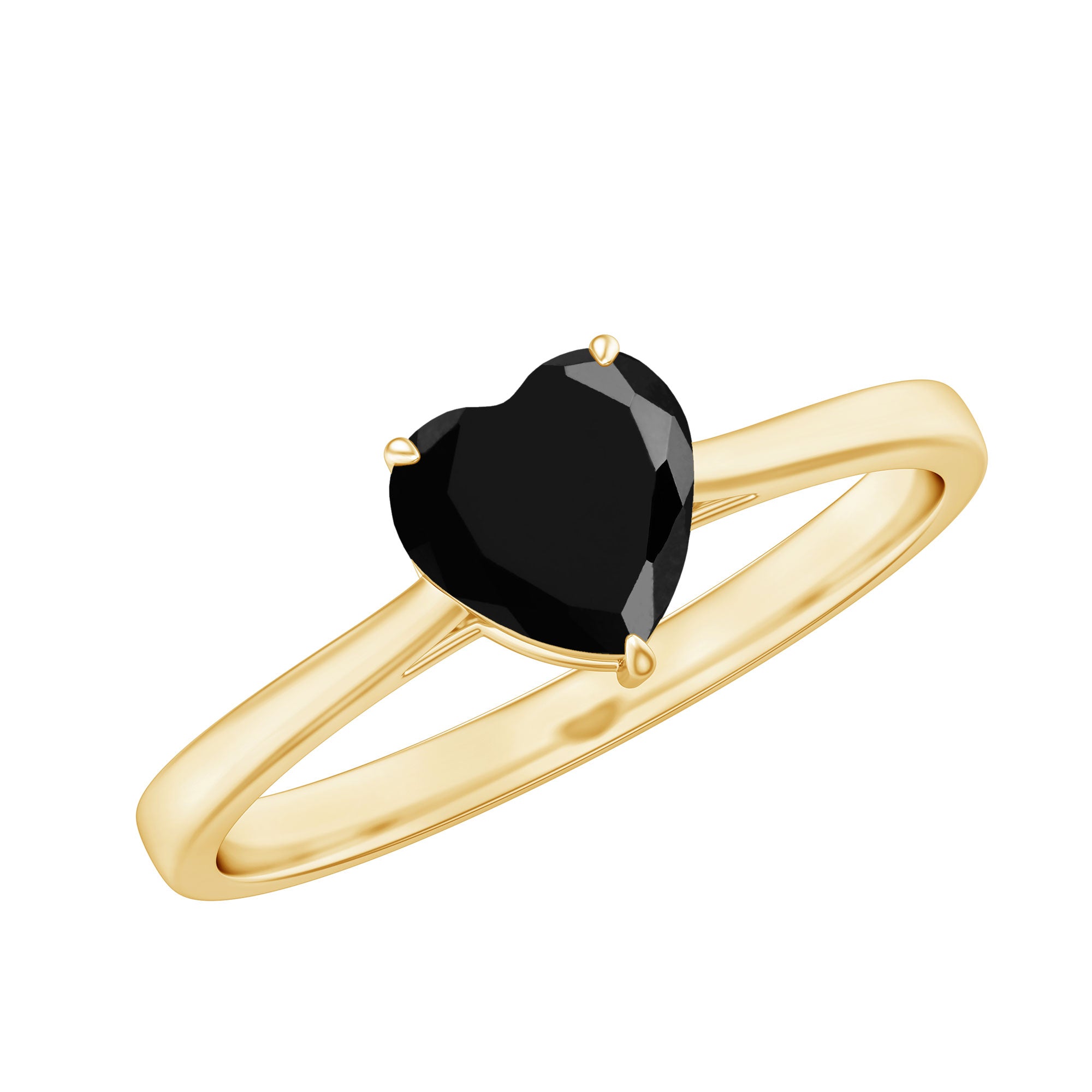 Heart Shaped Created Black Diamond Solitaire Promise Ring AAAA ( Synthetic ) - Rosec Jewels