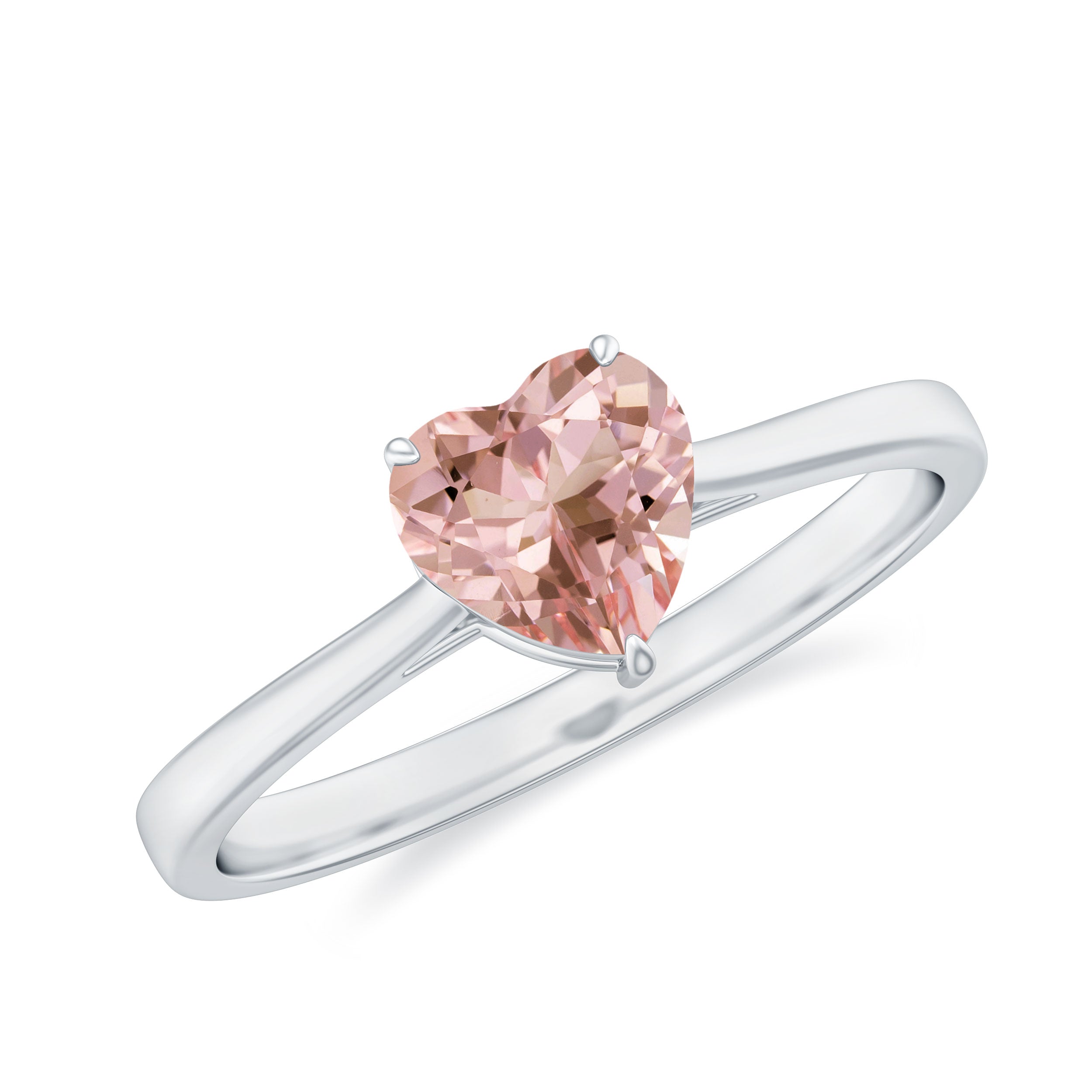 Morganite Heart Solitaire Engagement Ring