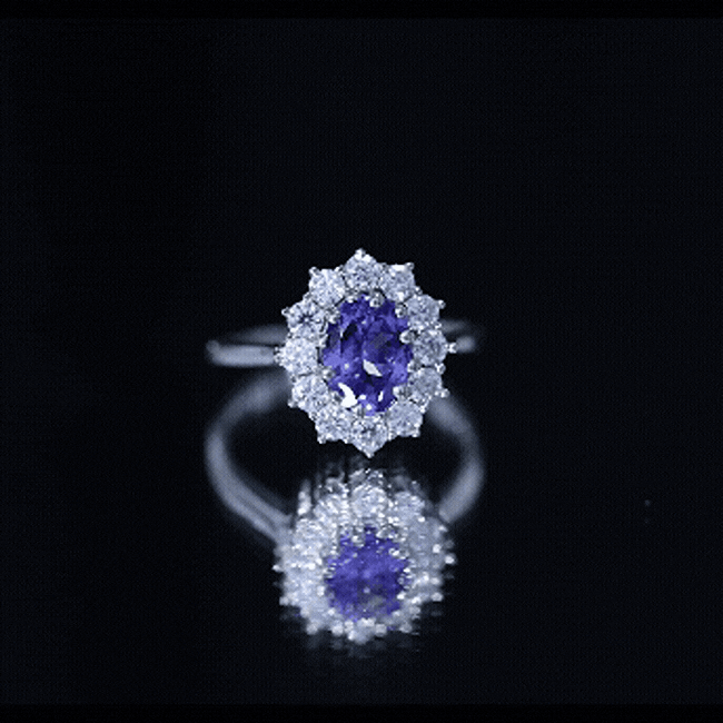 Genuine 1.3 Carat Oval Cut Tanzanite Huge Engagement Ring in Silver AAA 92.5 Sterling Silver - Rosec Jewels