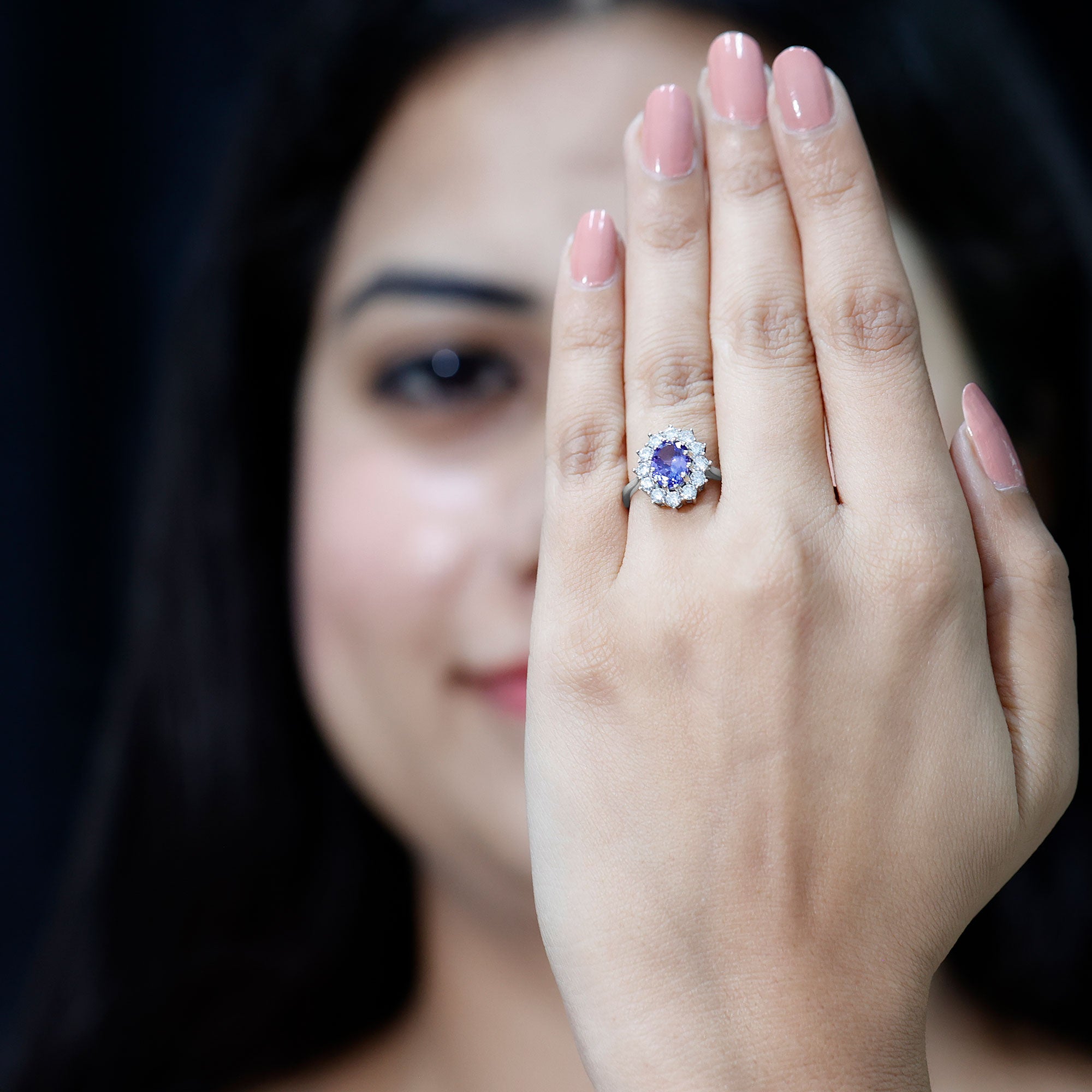 Genuine 1.3 Carat Oval Cut Tanzanite Huge Engagement Ring in Silver AAA 92.5 Sterling Silver - Rosec Jewels