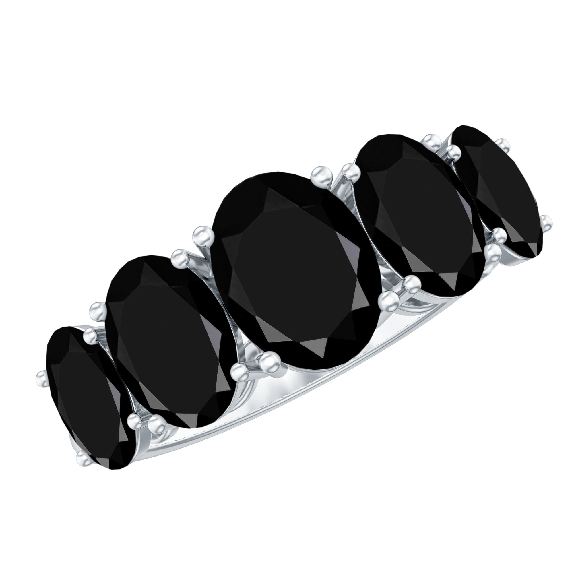Rosec Jewels-Oval Shaped Black Onyx 5 Stone Anniversary Ring